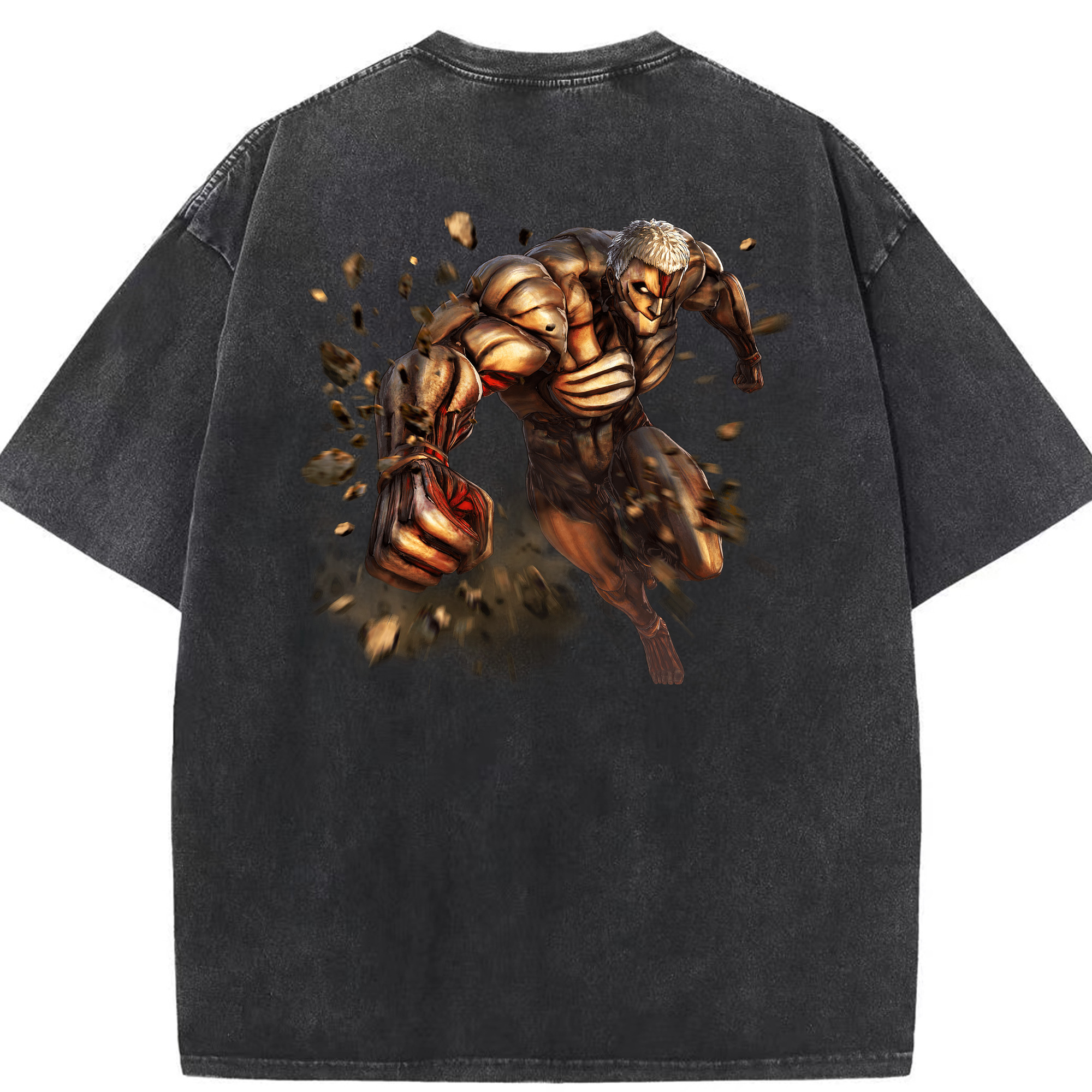 （画像用） 進撃の巨人 Attack on Titan 綿100% ヴィンテージ風 半袖Tシャツ（背面プリント）
