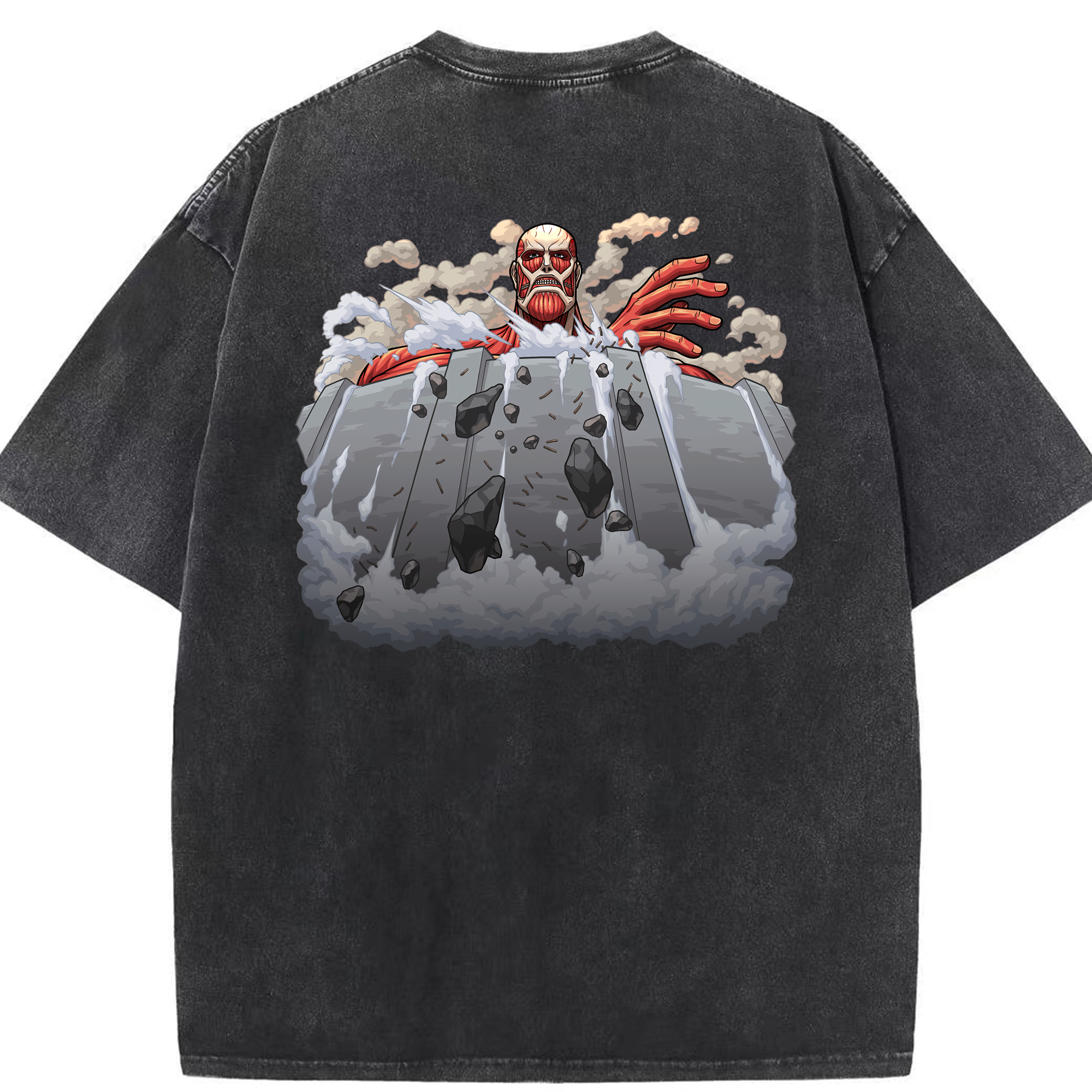 （画像用） 進撃の巨人 Attack on Titan 綿100% ヴィンテージ風 半袖Tシャツ（背面プリント）