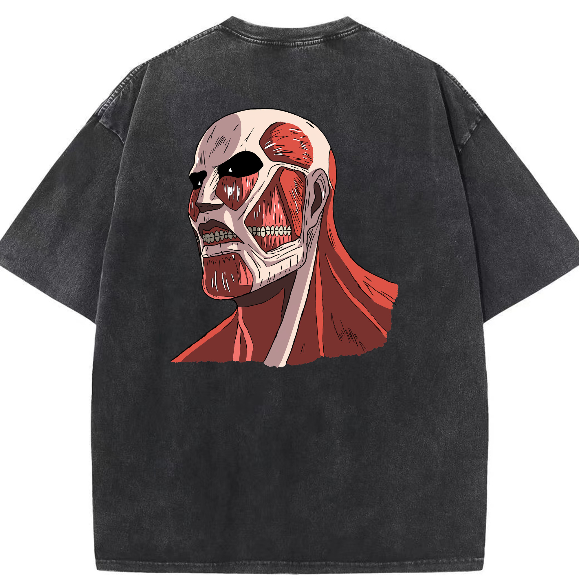 （画像用） 進撃の巨人 Attack on Titan 綿100% ヴィンテージ風 半袖Tシャツ（背面プリント）