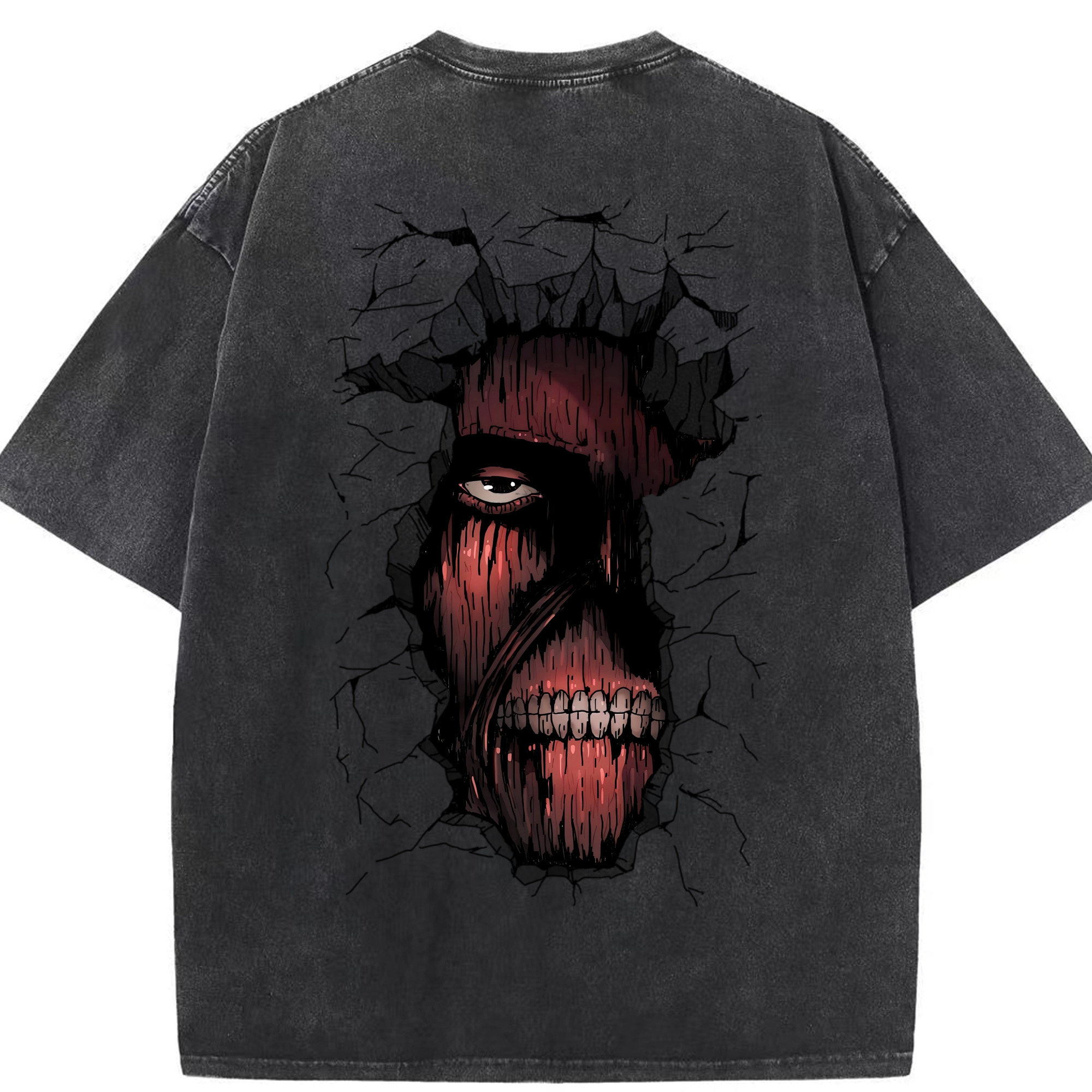 （画像用） 進撃の巨人 Attack on Titan 綿100% ヴィンテージ風 半袖Tシャツ（背面プリント）