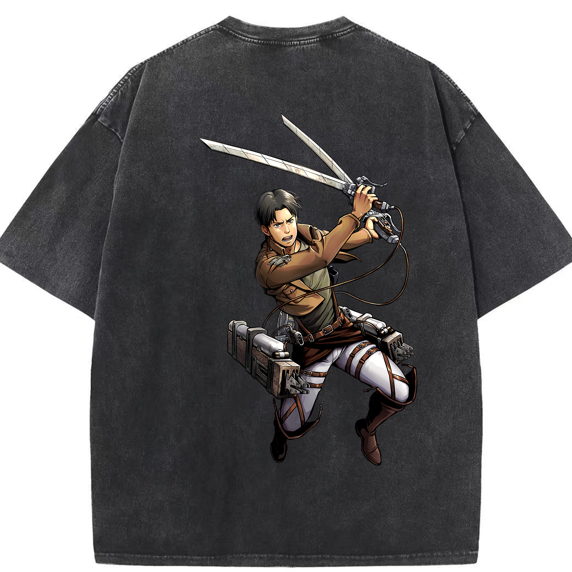 （画像用） 進撃の巨人 Attack on Titan 綿100% ヴィンテージ風 半袖Tシャツ（背面プリント）