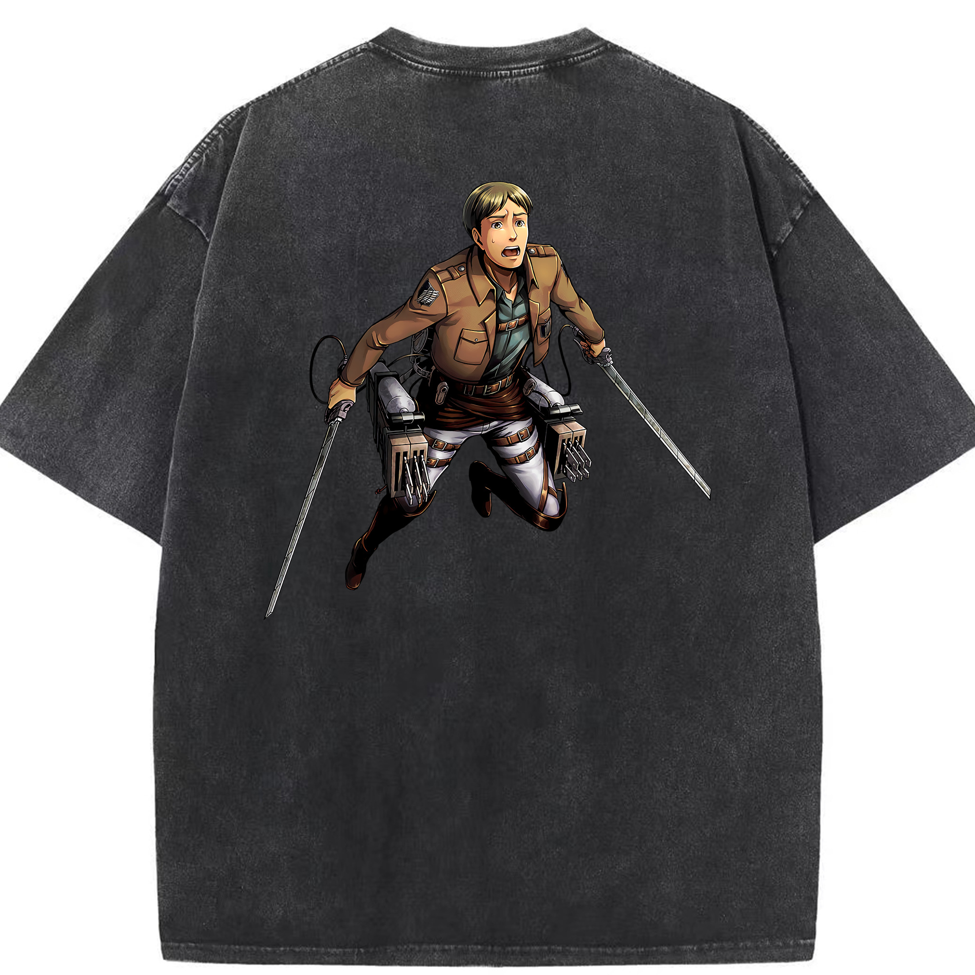 （画像用） 進撃の巨人 Attack on Titan 綿100% ヴィンテージ風 半袖Tシャツ（背面プリント）