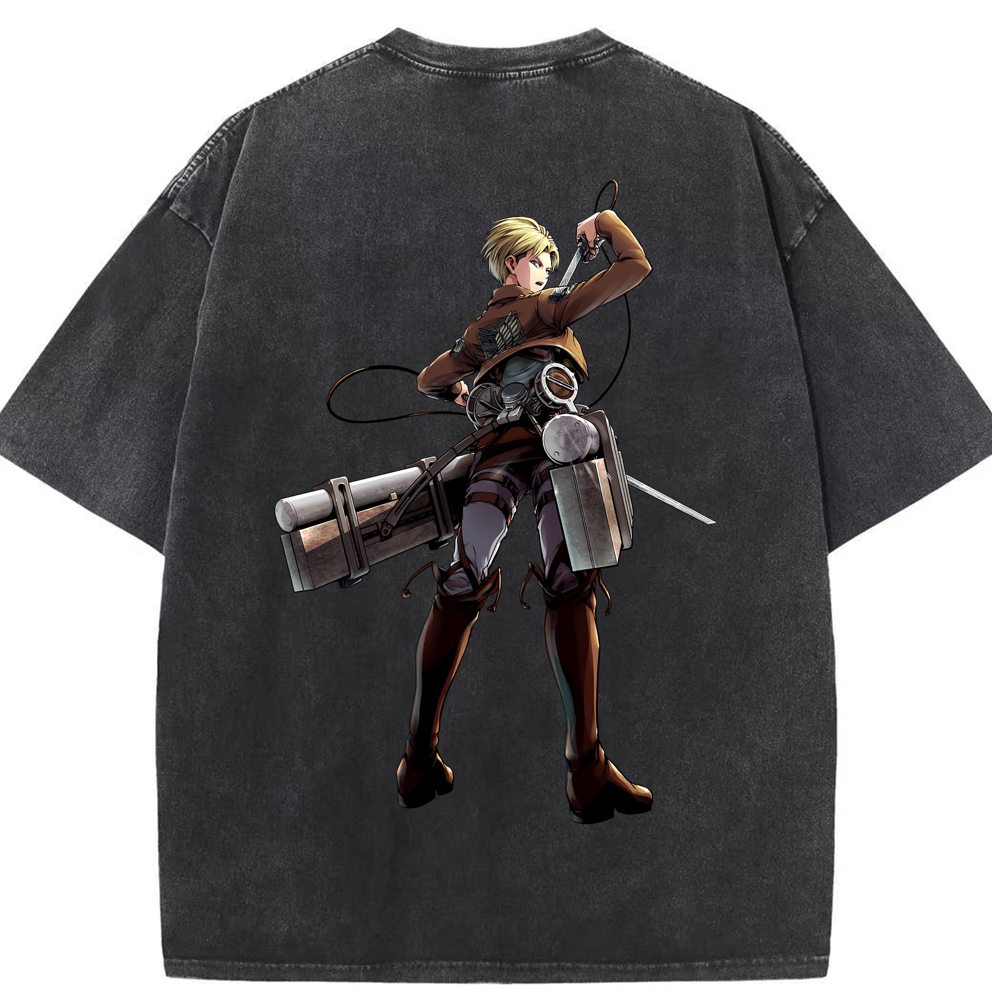 （画像用） 進撃の巨人 Attack on Titan 綿100% ヴィンテージ風 半袖Tシャツ（背面プリント）