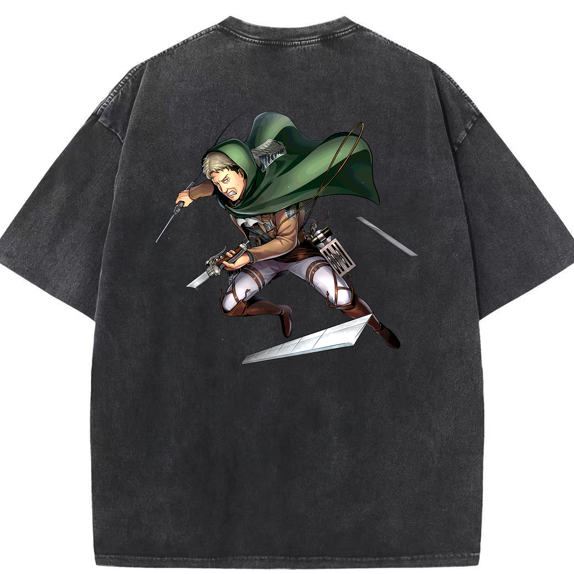 （画像用） 進撃の巨人 Attack on Titan 綿100% ヴィンテージ風 半袖Tシャツ（背面プリント）
