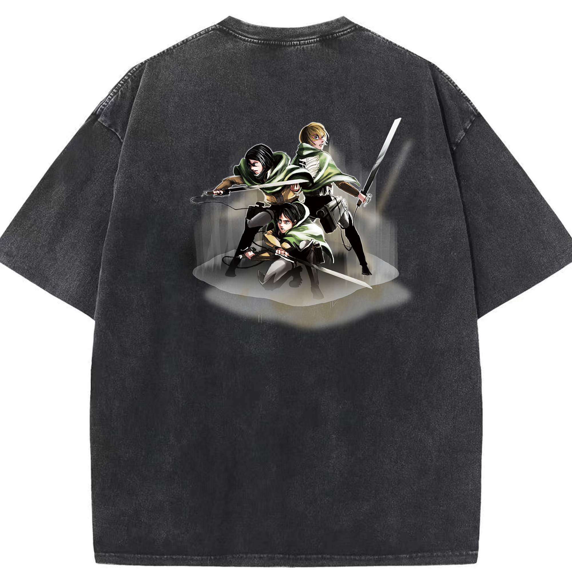 （画像用） 進撃の巨人 Attack on Titan 綿100% ヴィンテージ風 半袖Tシャツ（背面プリント）