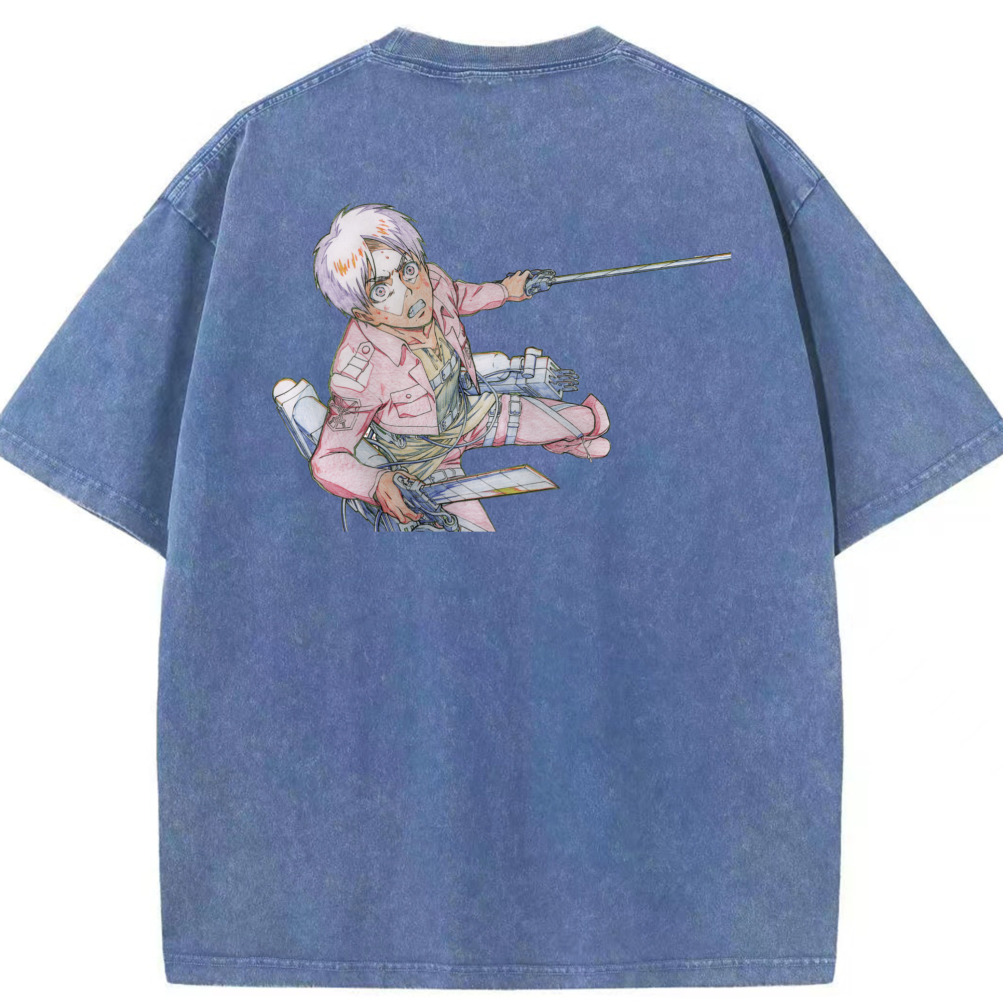 （画像用） 進撃の巨人 エレン･イェーガー Attack on Titan Eren Jäger 綿100% ヴィンテージ風 半袖Tシャツ（背面プリント）