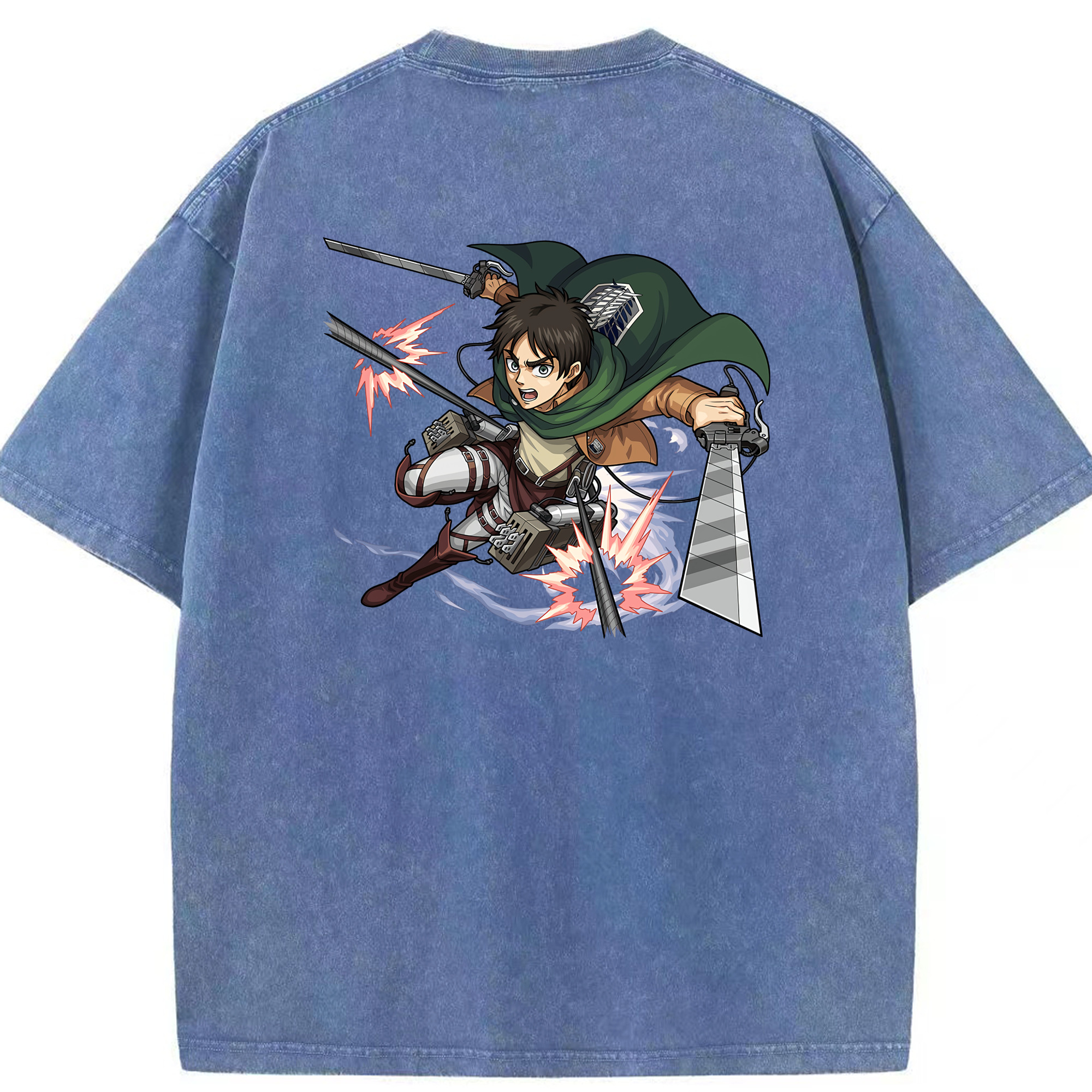（画像用） 進撃の巨人 エレン･イェーガー Attack on Titan Eren Jäger 綿100% ヴィンテージ風 半袖Tシャツ（背面プリント）