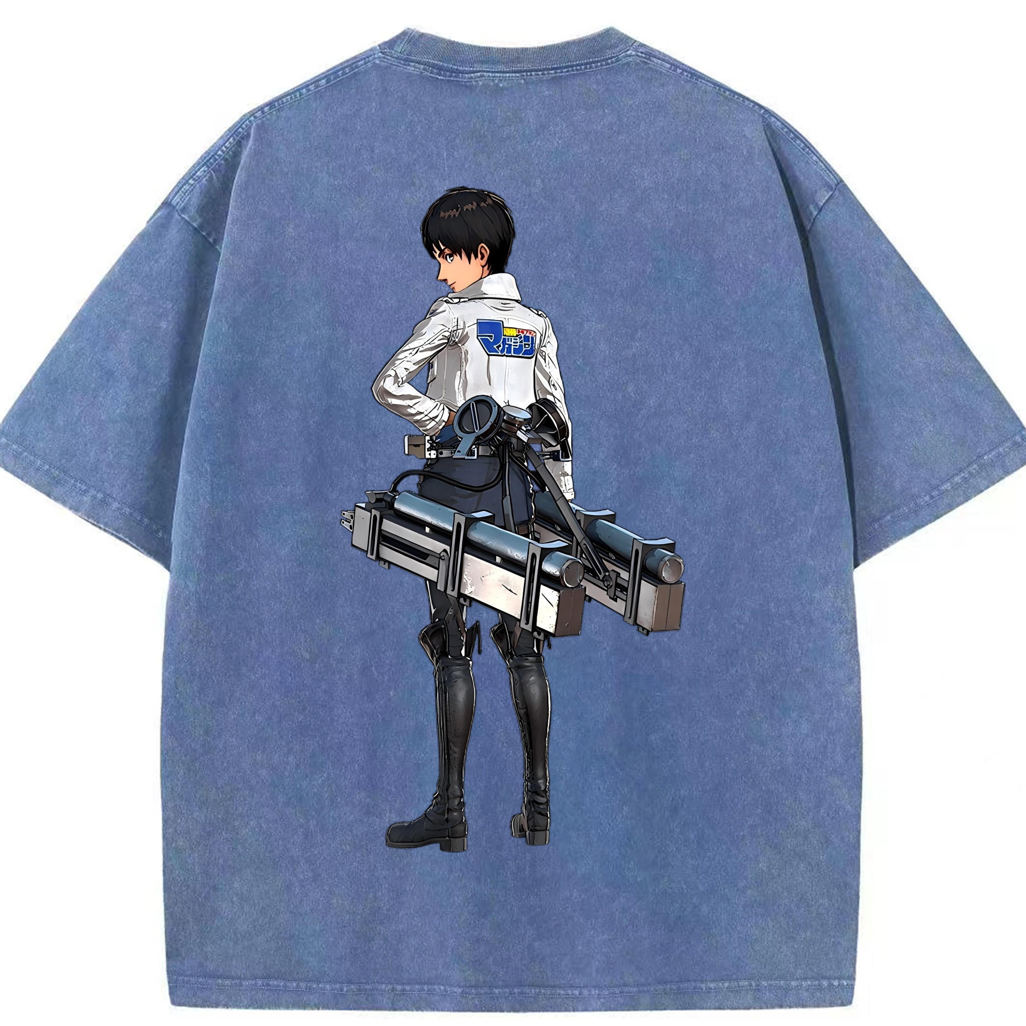 （画像用） 進撃の巨人 エレン･イェーガー Attack on Titan Eren Jäger 綿100% ヴィンテージ風 半袖Tシャツ（背面プリント）