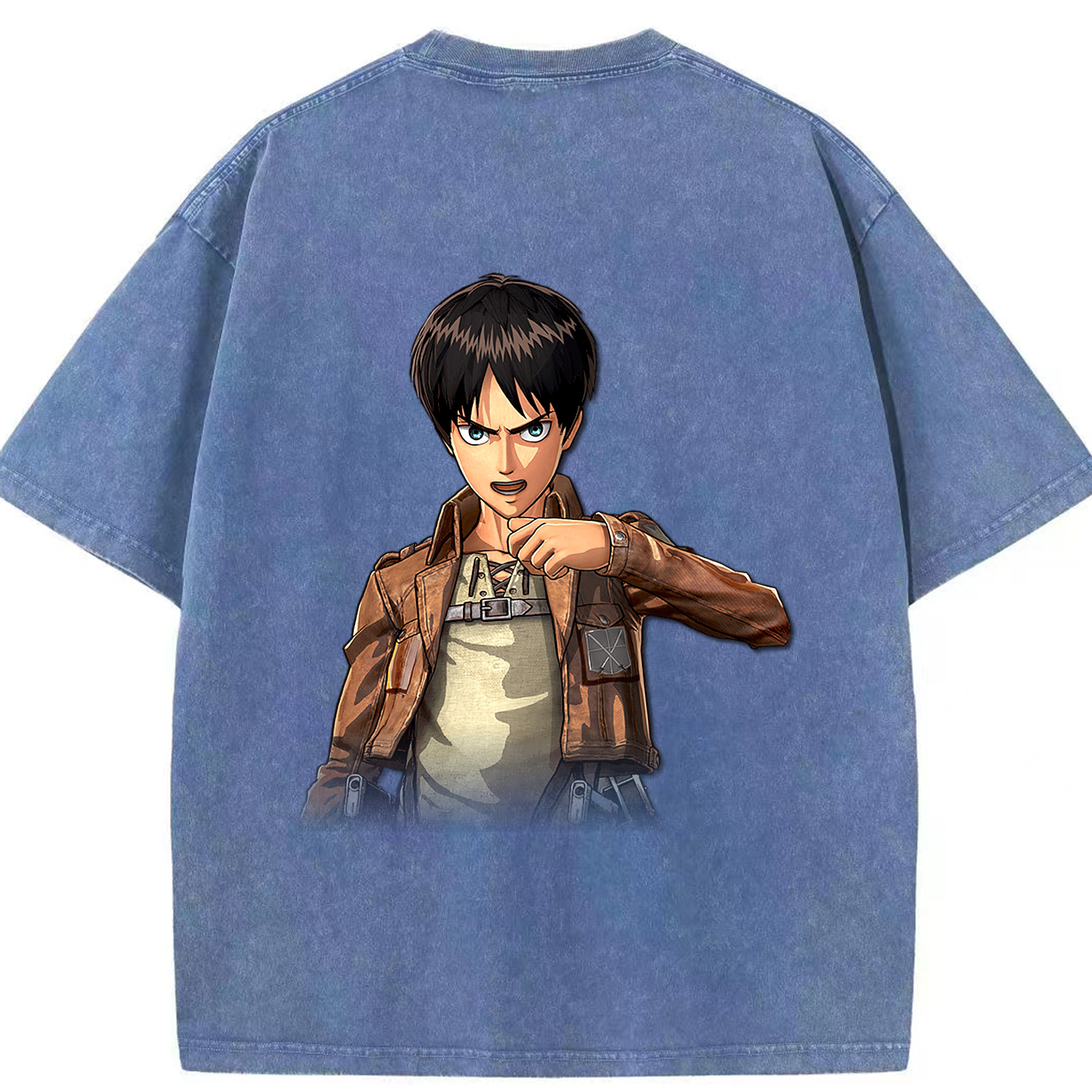 （画像用） 進撃の巨人 エレン･イェーガー Attack on Titan Eren Jäger 綿100% ヴィンテージ風 半袖Tシャツ（背面プリント）
