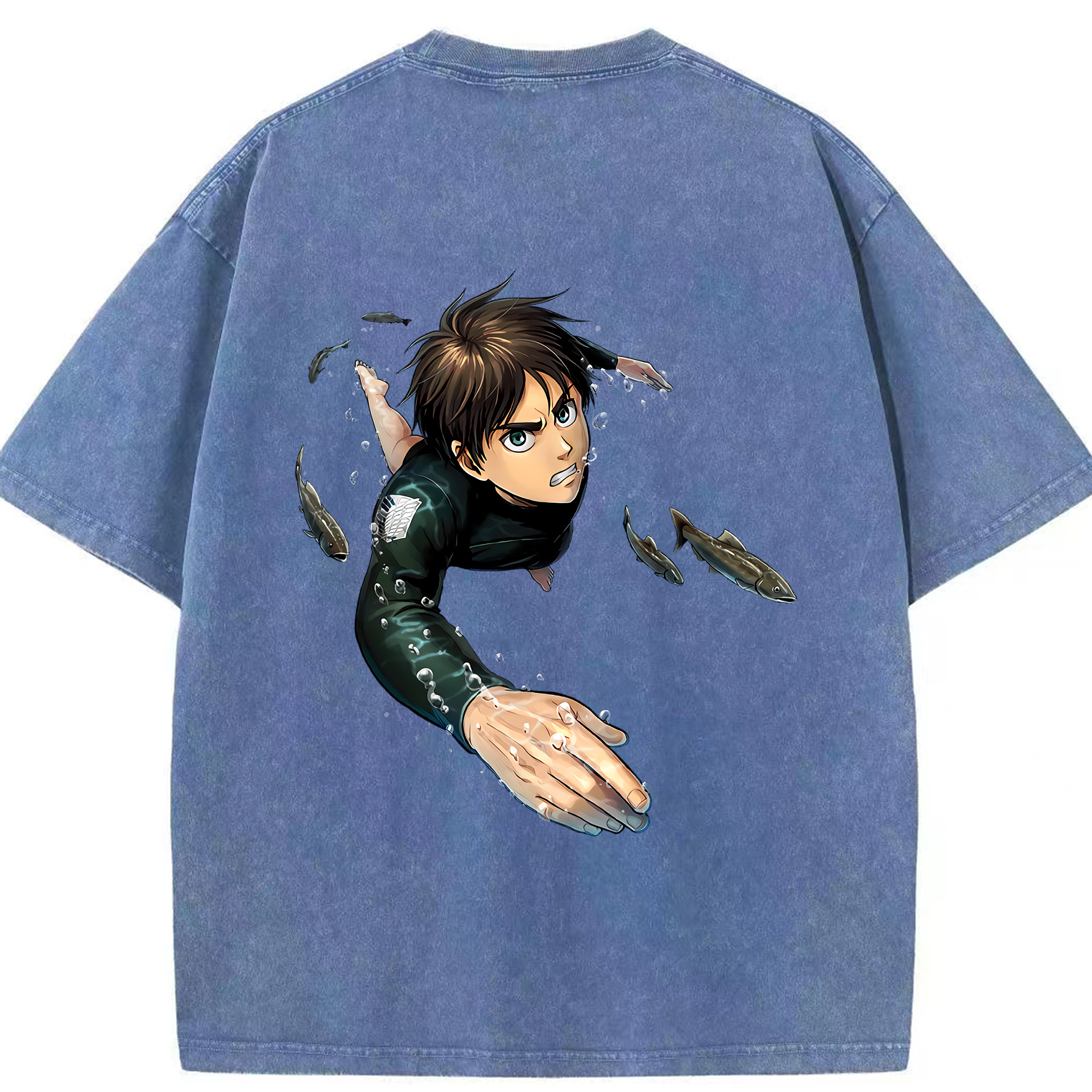 （画像用） 進撃の巨人 エレン･イェーガー Attack on Titan Eren Jäger 綿100% ヴィンテージ風 半袖Tシャツ（背面プリント）