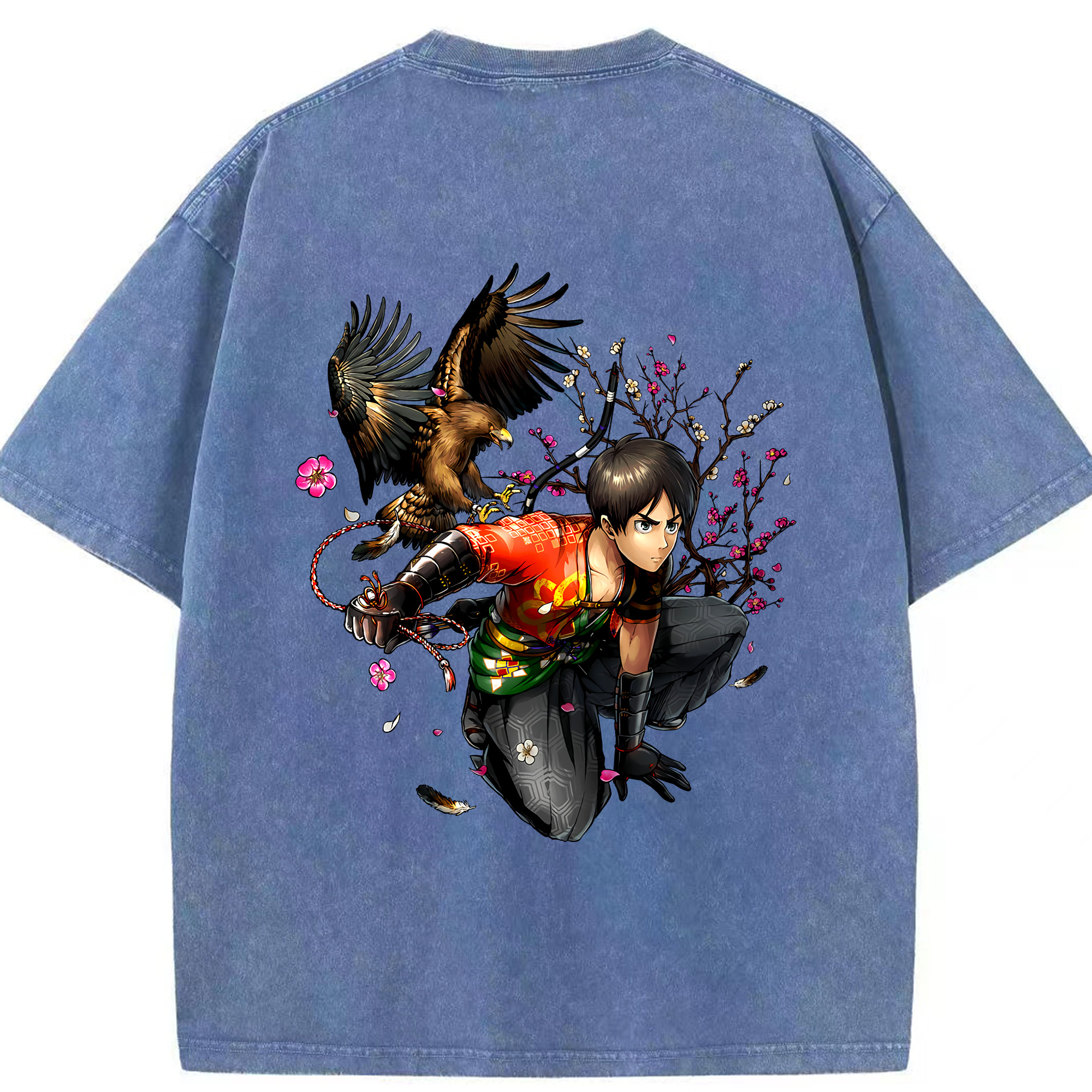 （画像用） 進撃の巨人 エレン･イェーガー Attack on Titan Eren Jäger 綿100% ヴィンテージ風 半袖Tシャツ（背面プリント）