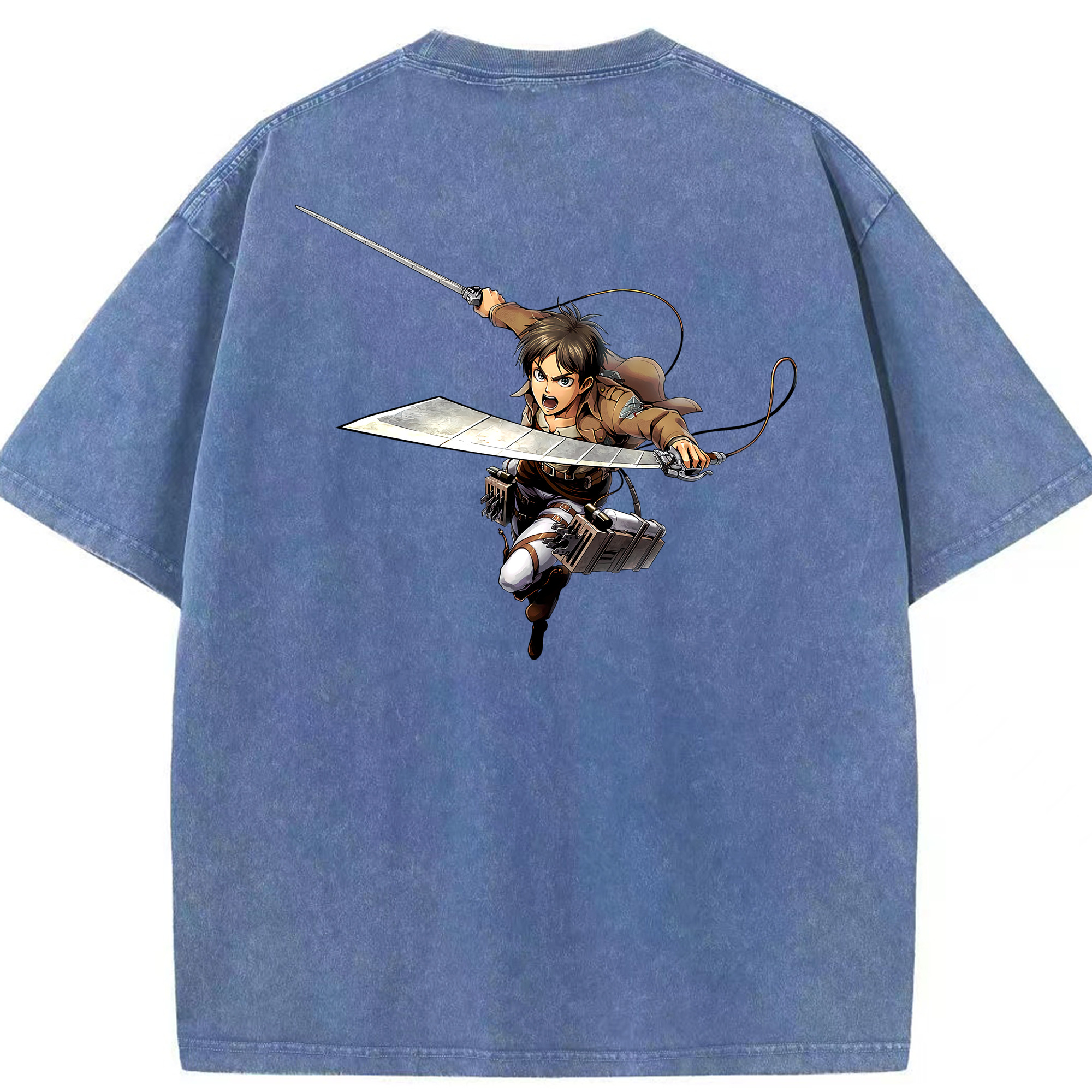 （画像用） 進撃の巨人 エレン･イェーガー Attack on Titan Eren Jäger 綿100% ヴィンテージ風 半袖Tシャツ（背面プリント）