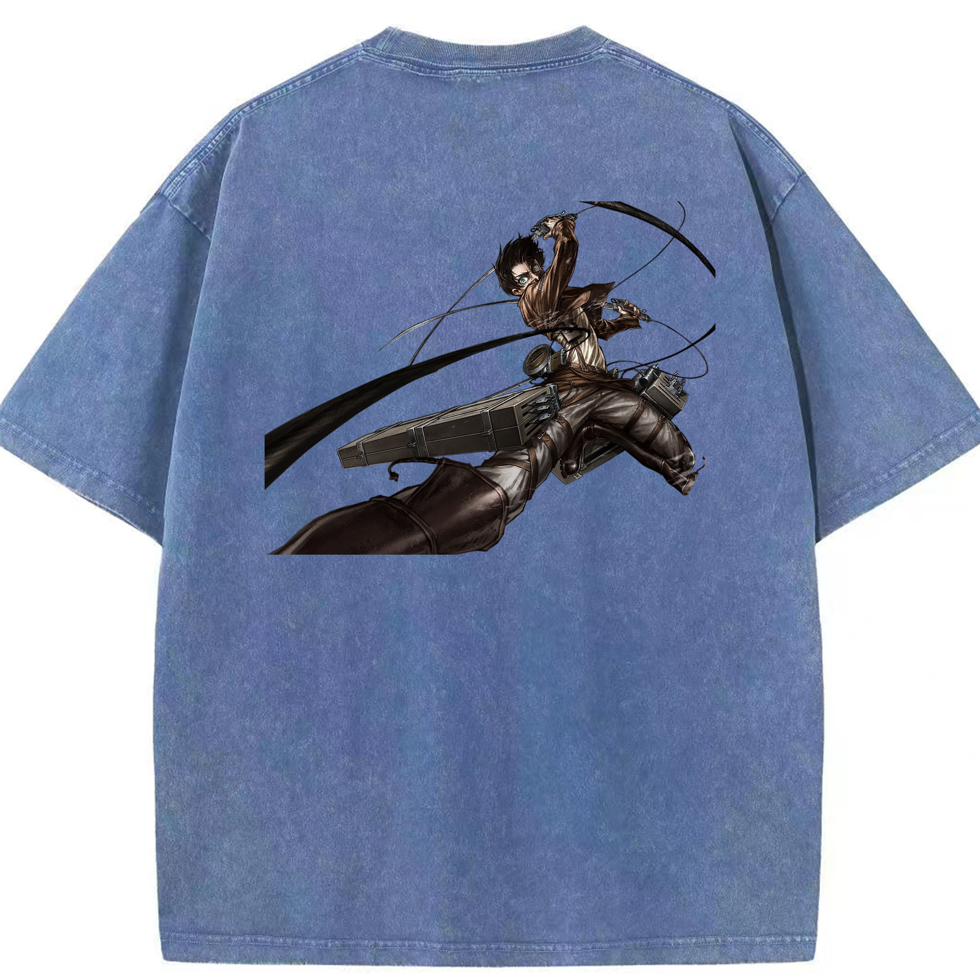 （画像用） 進撃の巨人 エレン･イェーガー Attack on Titan Eren Jäger 綿100% ヴィンテージ風 半袖Tシャツ（背面プリント）