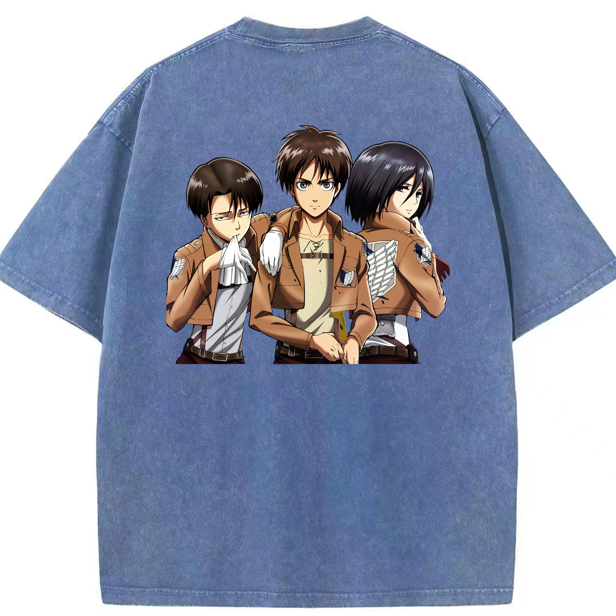（画像用） 進撃の巨人 エレン･イェーガー Attack on Titan Eren Jäger 綿100% ヴィンテージ風 半袖Tシャツ（背面プリント）