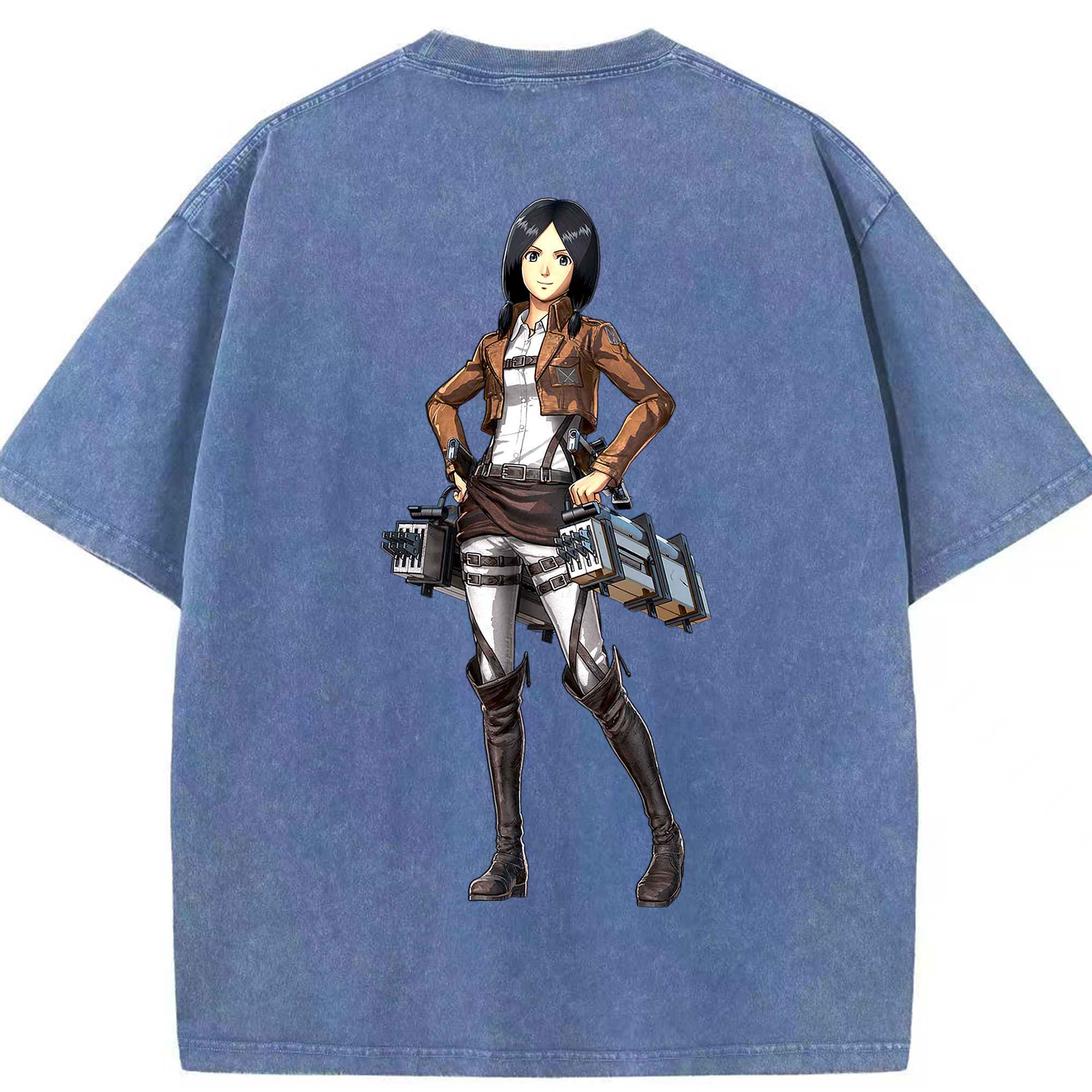 （画像用） 進撃の巨人 ミカサ·アッカーマン Attack on Titan Mikasa Ackerman 綿100% ヴィンテージ風 半袖Tシャツ（背面プリント）