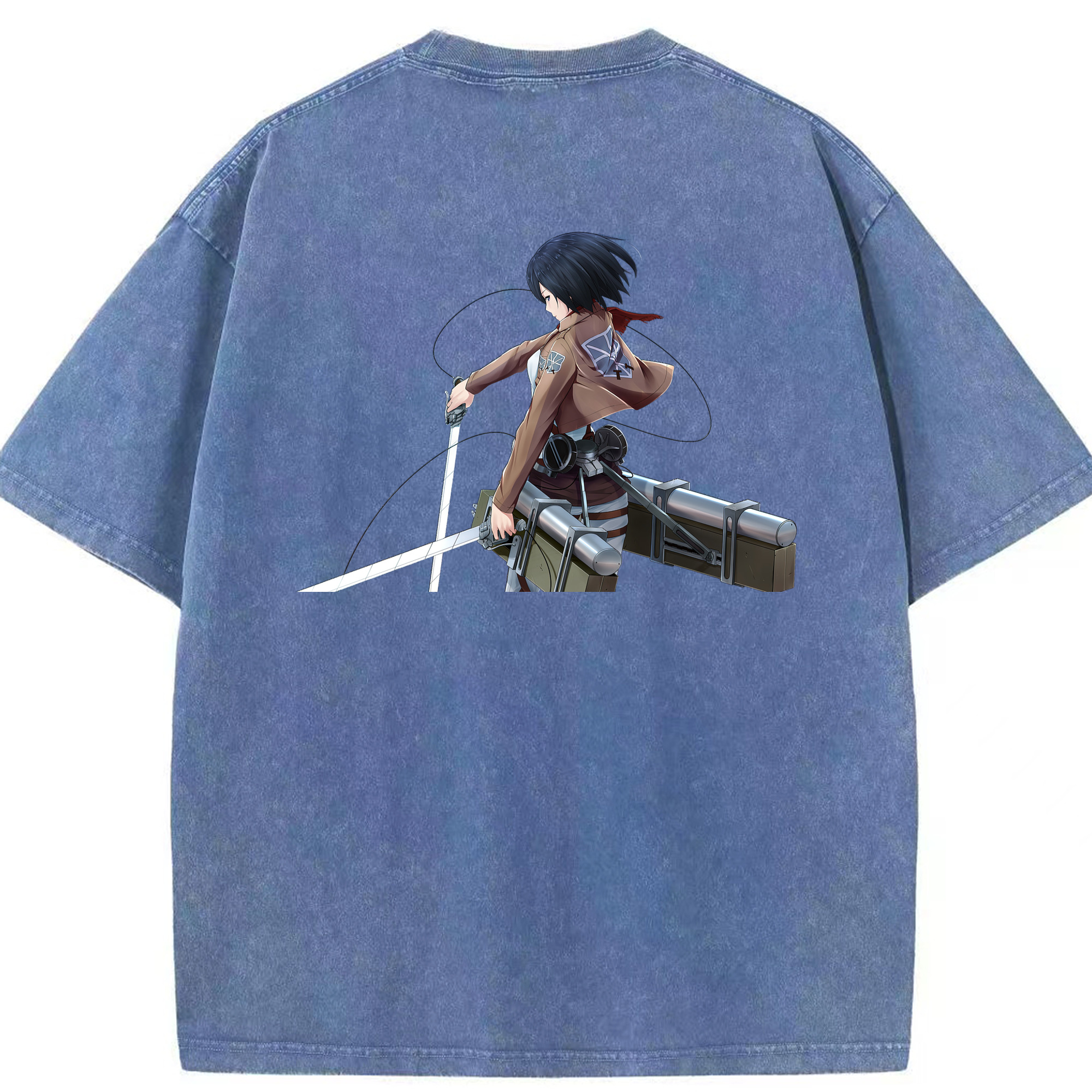 （画像用） 進撃の巨人 ミカサ·アッカーマン Attack on Titan Mikasa Ackerman 綿100% ヴィンテージ風 半袖Tシャツ（背面プリント）
