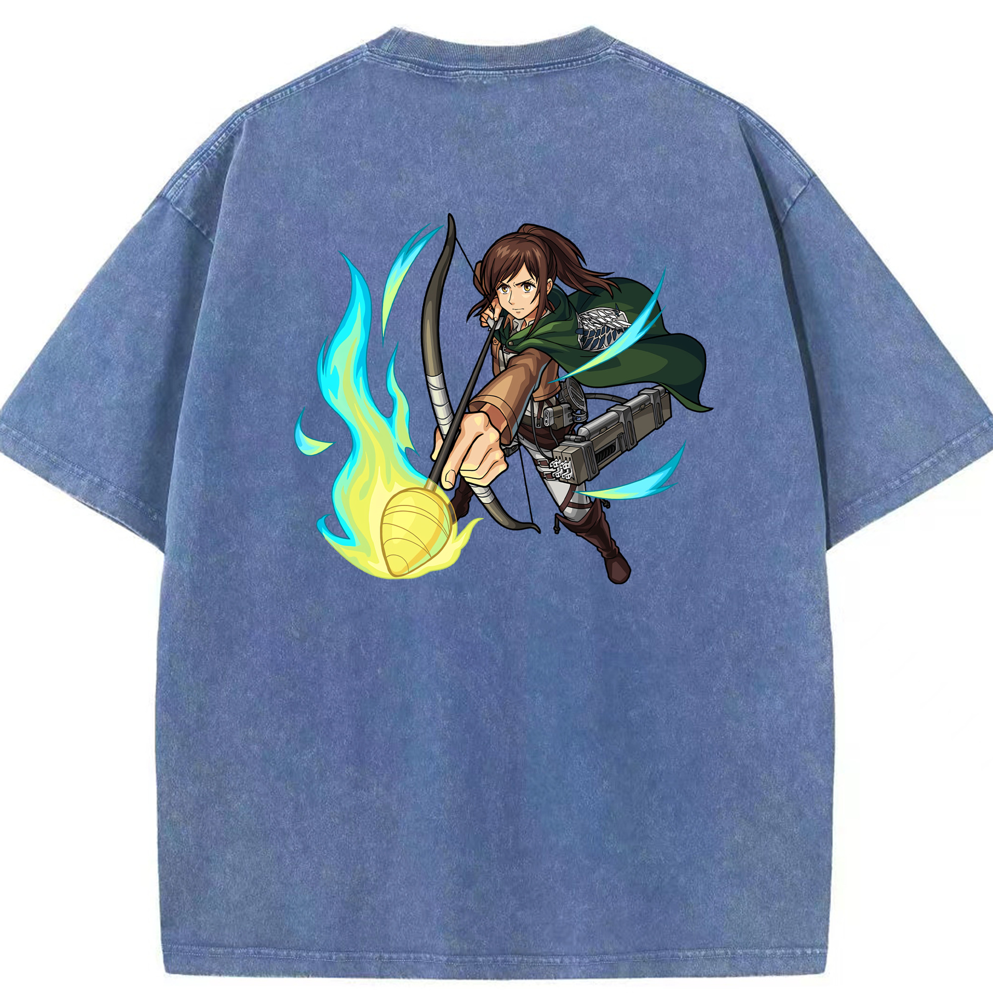 （画像用） 進撃の巨人 サシャ·ブラウス Attack on Titan Sasha Blaus 綿100% ヴィンテージ風 半袖Tシャツ（背面プリント）
