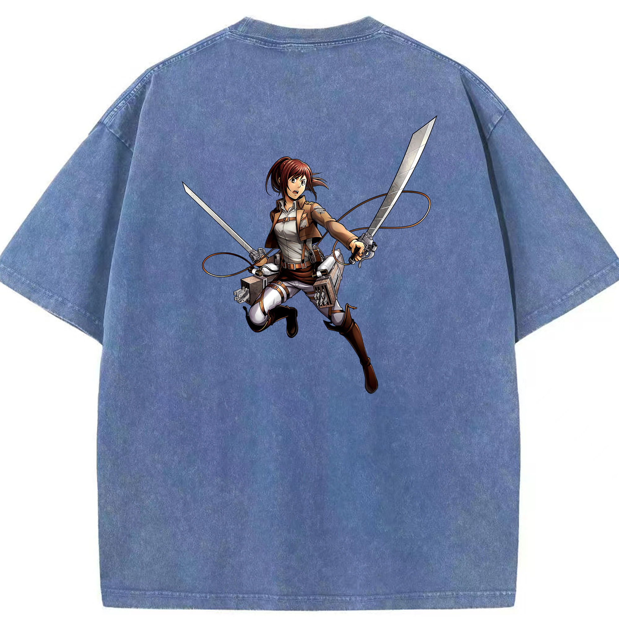 （画像用） 進撃の巨人 サシャ·ブラウス Attack on Titan Sasha Blaus 綿100% ヴィンテージ風 半袖Tシャツ（背面プリント）