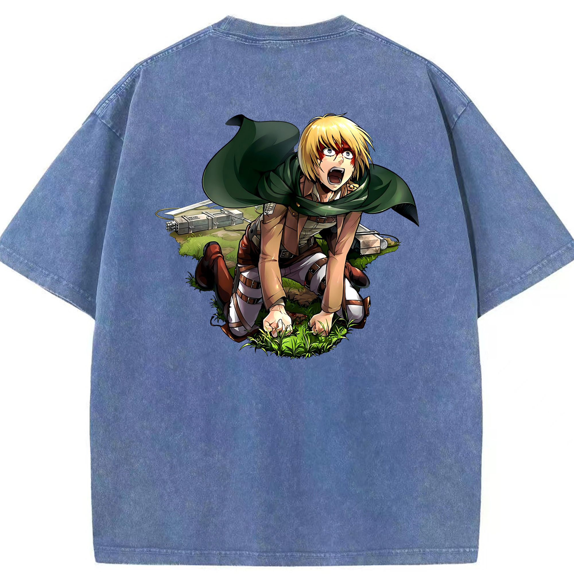 （画像用） 進撃の巨人 アルミン·アルレルト Attack on Titan Armin Arlert 綿100% ヴィンテージ風 半袖Tシャツ（背面プリント）