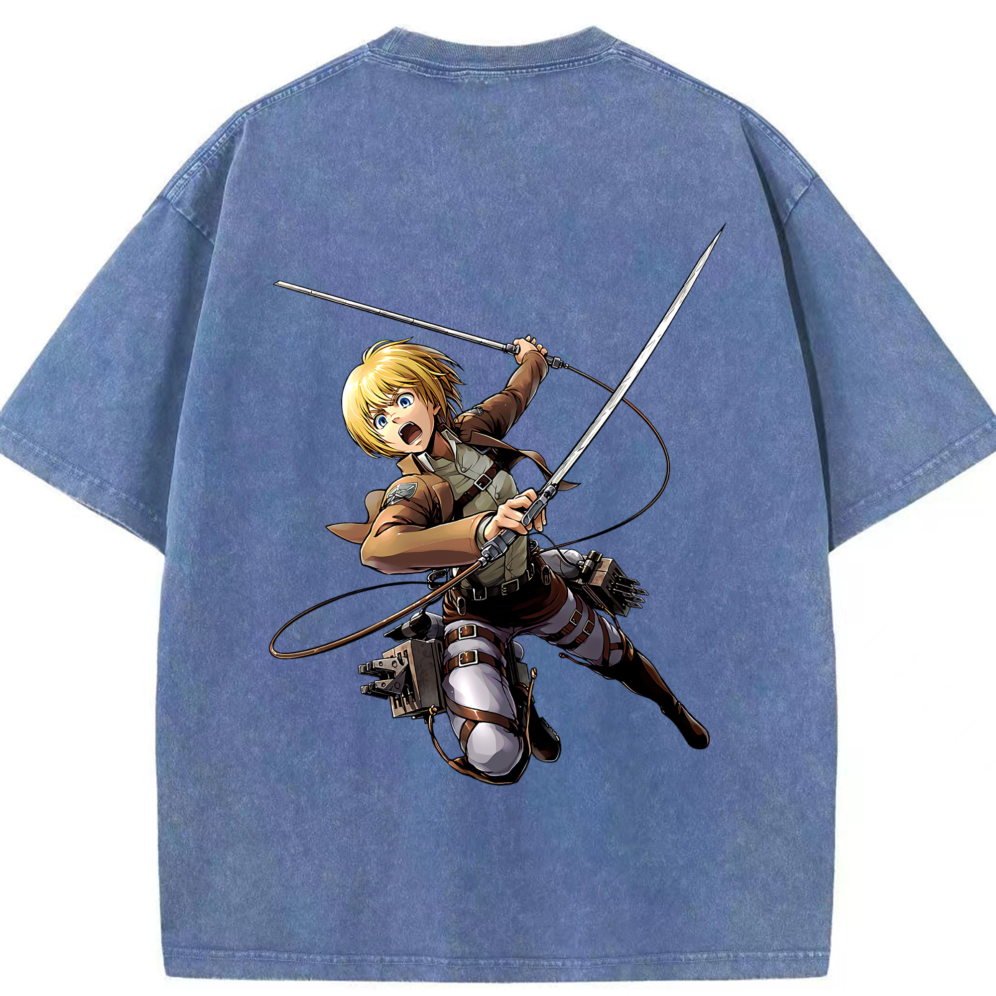（画像用） 進撃の巨人 アルミン·アルレルト Attack on Titan Armin Arlert 綿100% ヴィンテージ風 半袖Tシャツ（背面プリント）