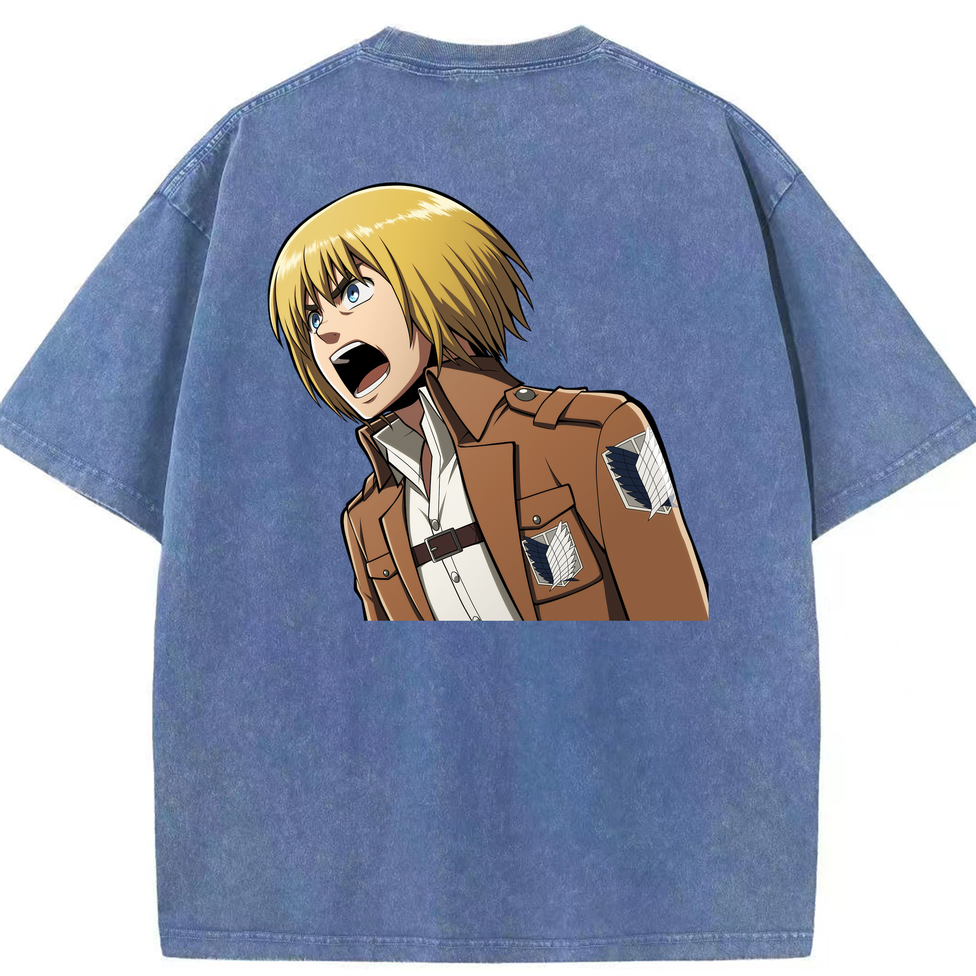 （画像用） 進撃の巨人 アルミン·アルレルト Attack on Titan Armin Arlert 綿100% ヴィンテージ風 半袖Tシャツ（背面プリント）