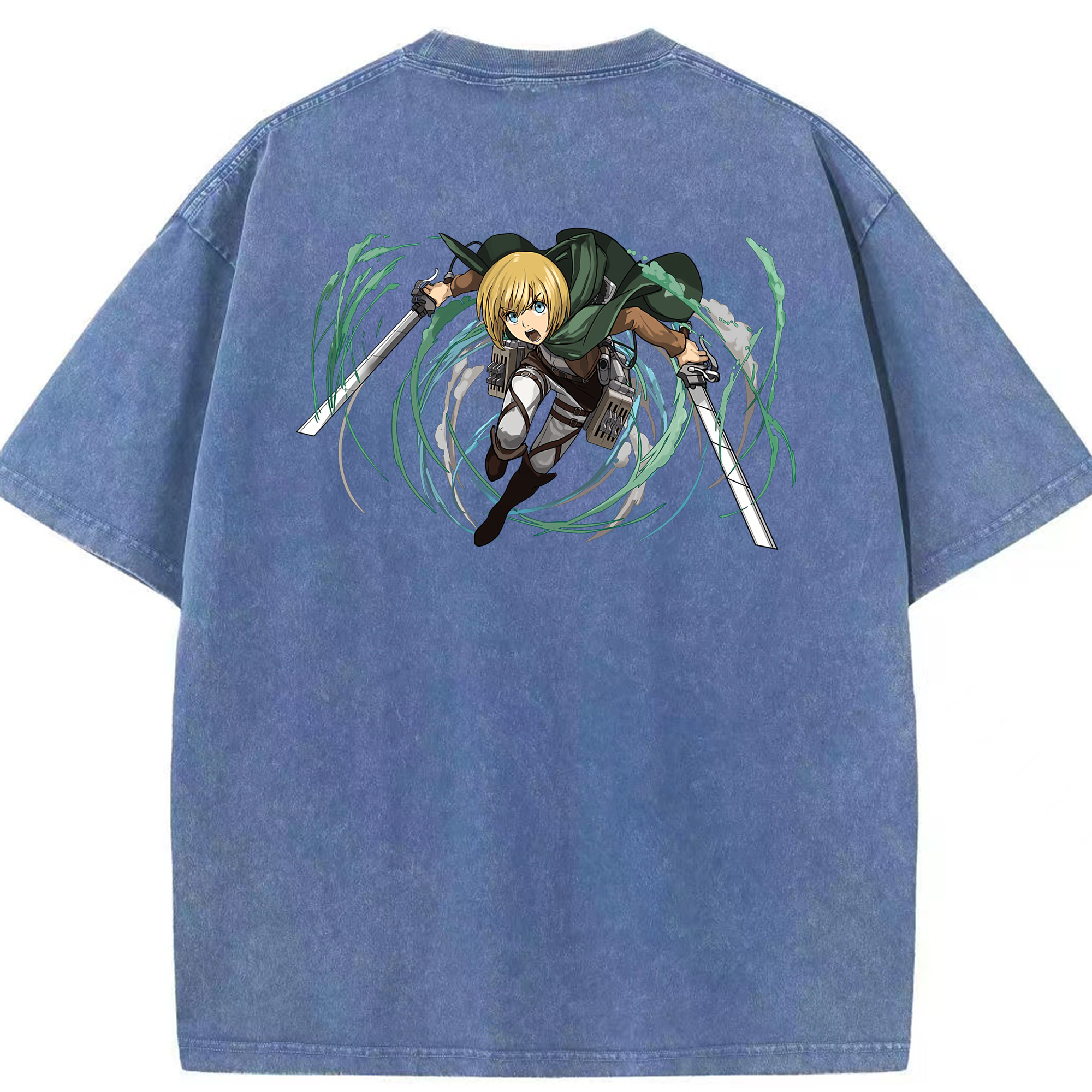 （画像用） 進撃の巨人 アルミン·アルレルト Attack on Titan Armin Arlert 綿100% ヴィンテージ風 半袖Tシャツ（背面プリント）