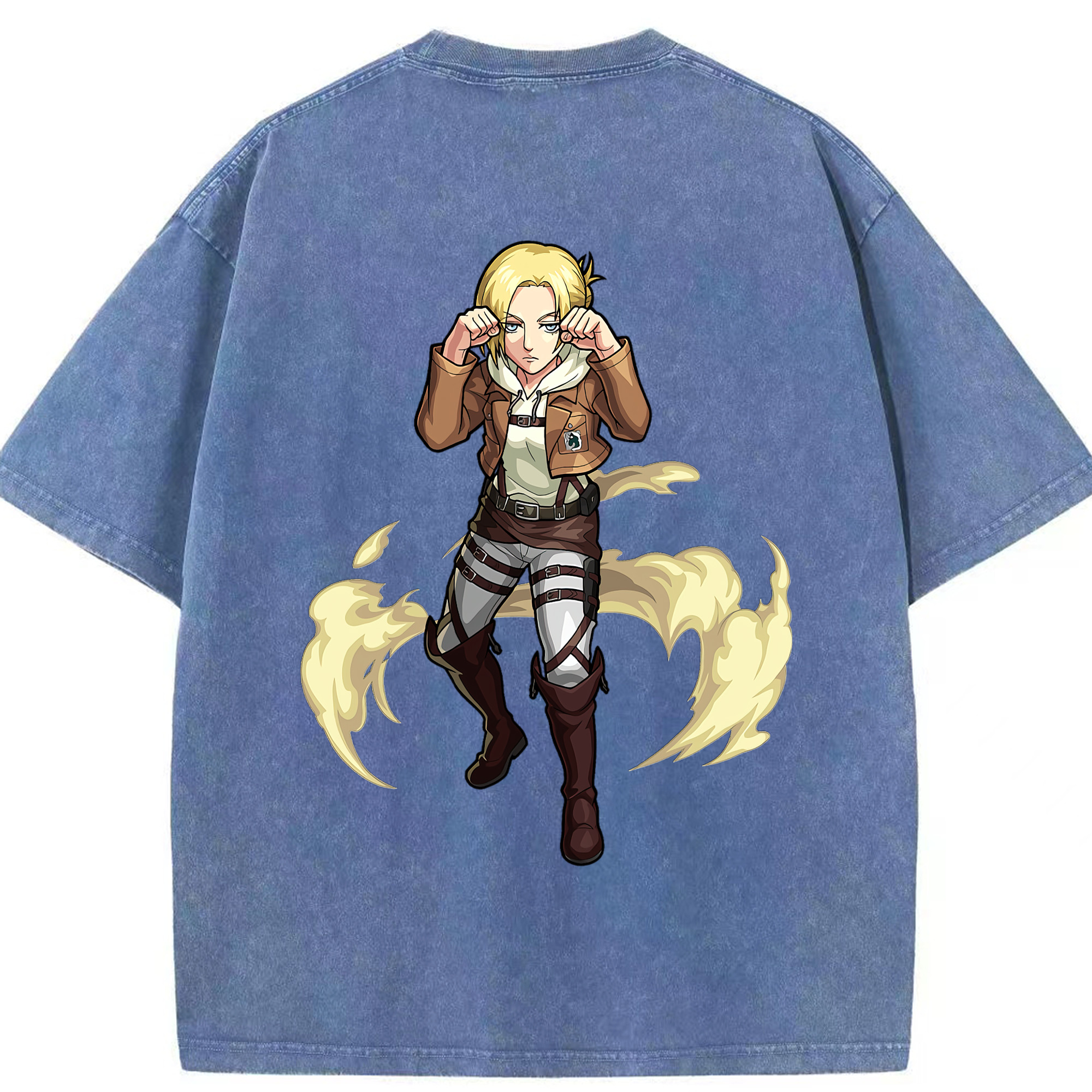 （画像用） 進撃の巨人 アニ・レオンハート Attack on Titan Annie Leonhart 綿100% ヴィンテージ風 半袖Tシャツ（背面プリント）
