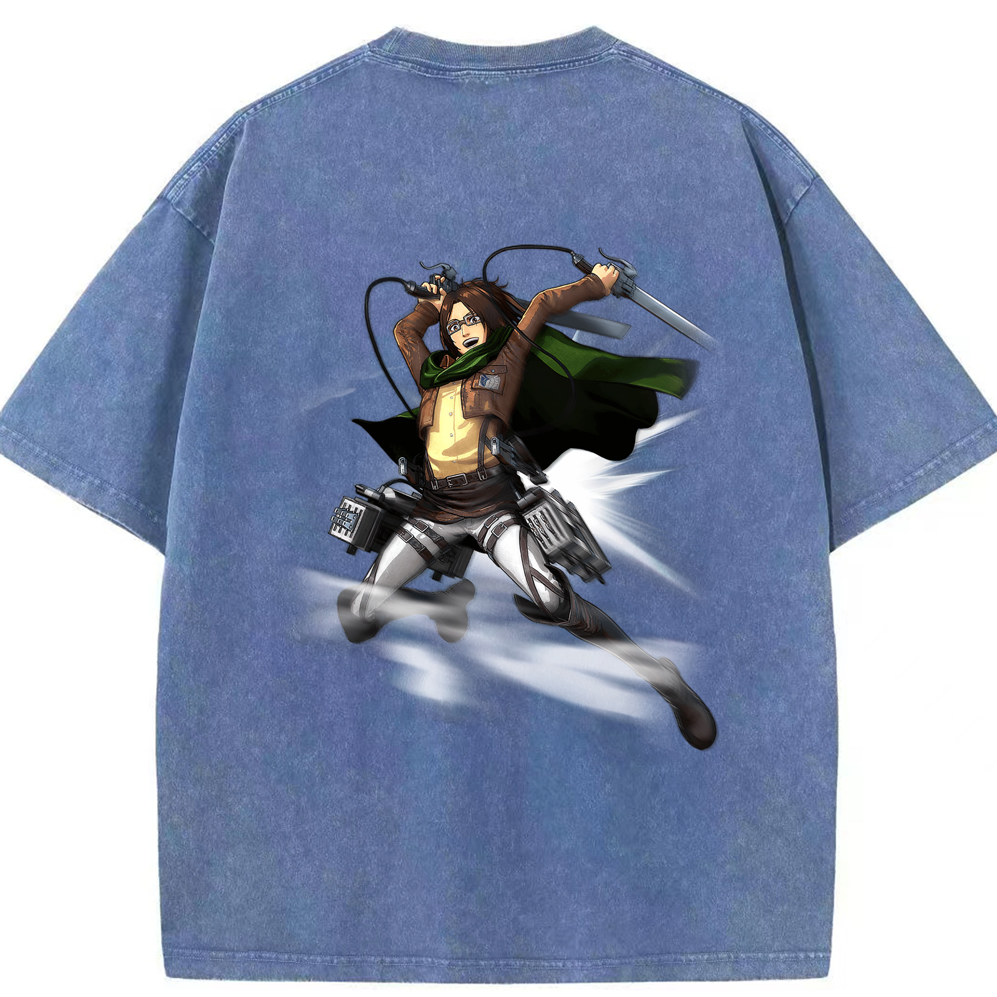 （画像用） 進撃の巨人 ハンジ·ゾエ Attack on Titan Hanji Zoe 綿100% ヴィンテージ風 半袖Tシャツ（背面プリント）