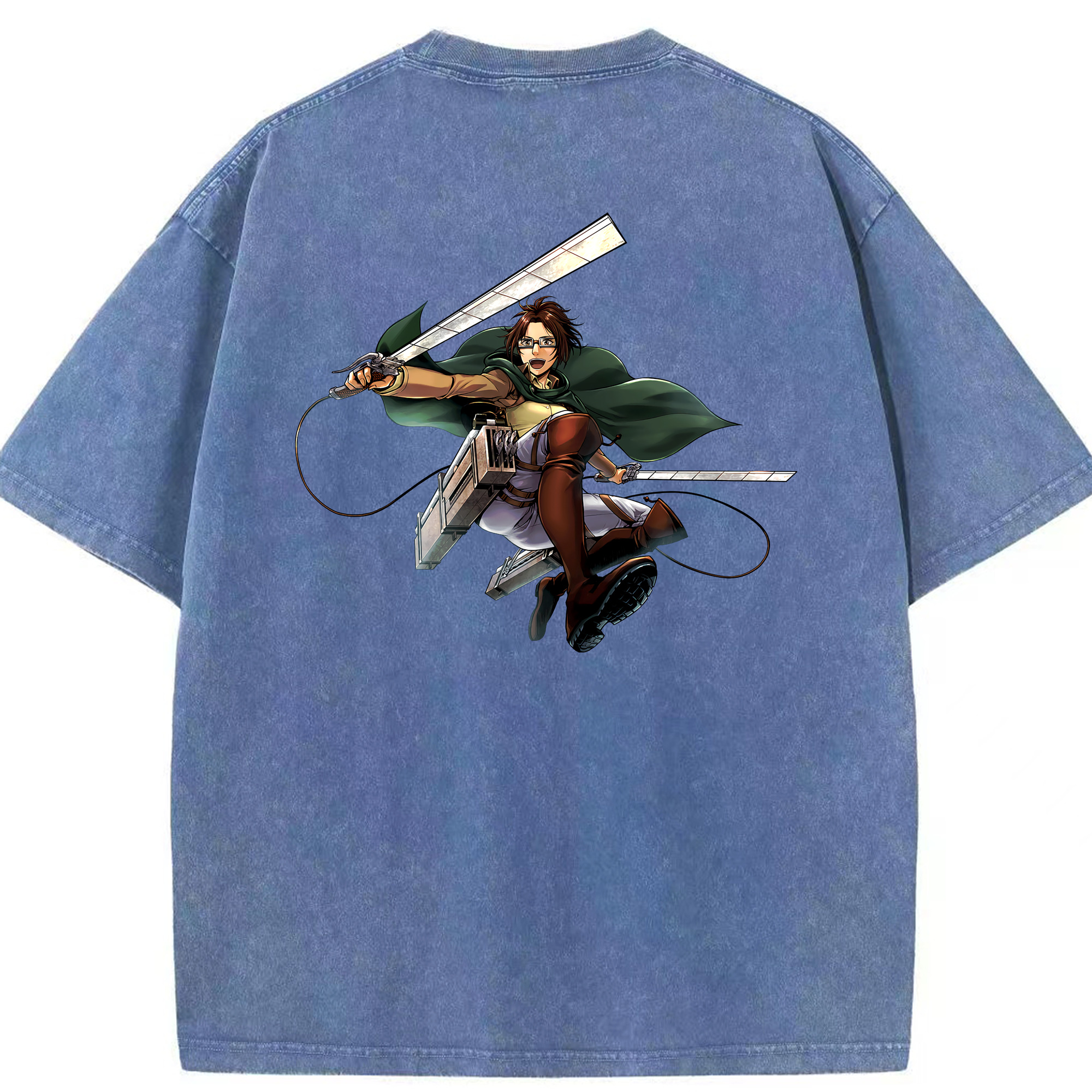 （画像用） 進撃の巨人 ハンジ·ゾエ Attack on Titan Hanji Zoe 綿100% ヴィンテージ風 半袖Tシャツ（背面プリント）