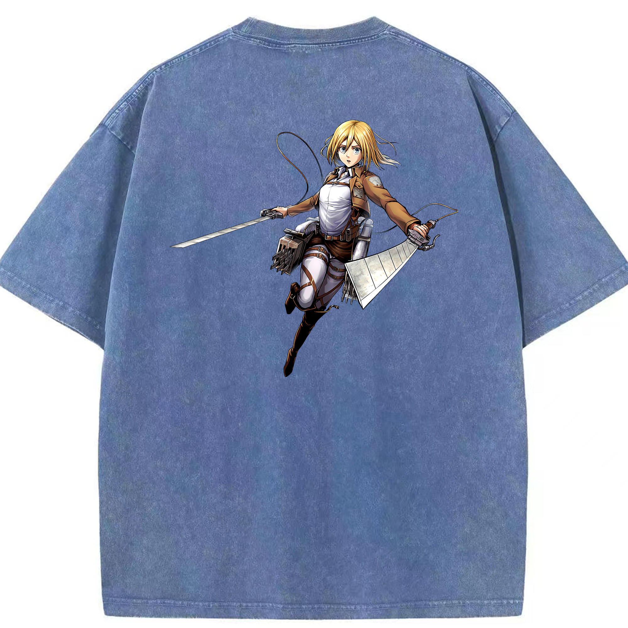 （画像用） 進撃の巨人 クリスタ·レンズ Attack on Titan Christa Lenz 綿100% ヴィンテージ風 半袖Tシャツ（背面プリント）