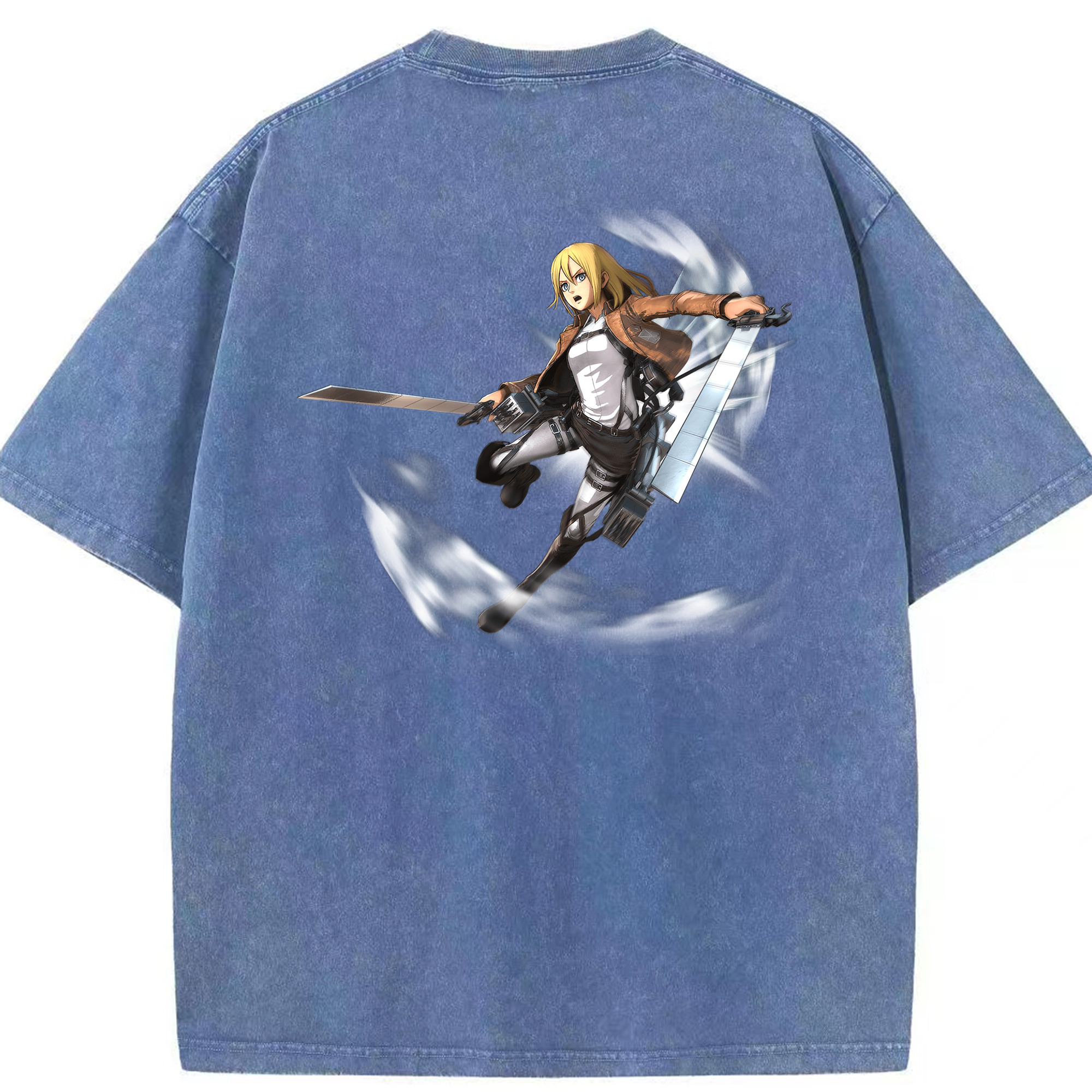 （画像用） 進撃の巨人 クリスタ·レンズ Attack on Titan Christa Lenz 綿100% ヴィンテージ風 半袖Tシャツ（背面プリント）