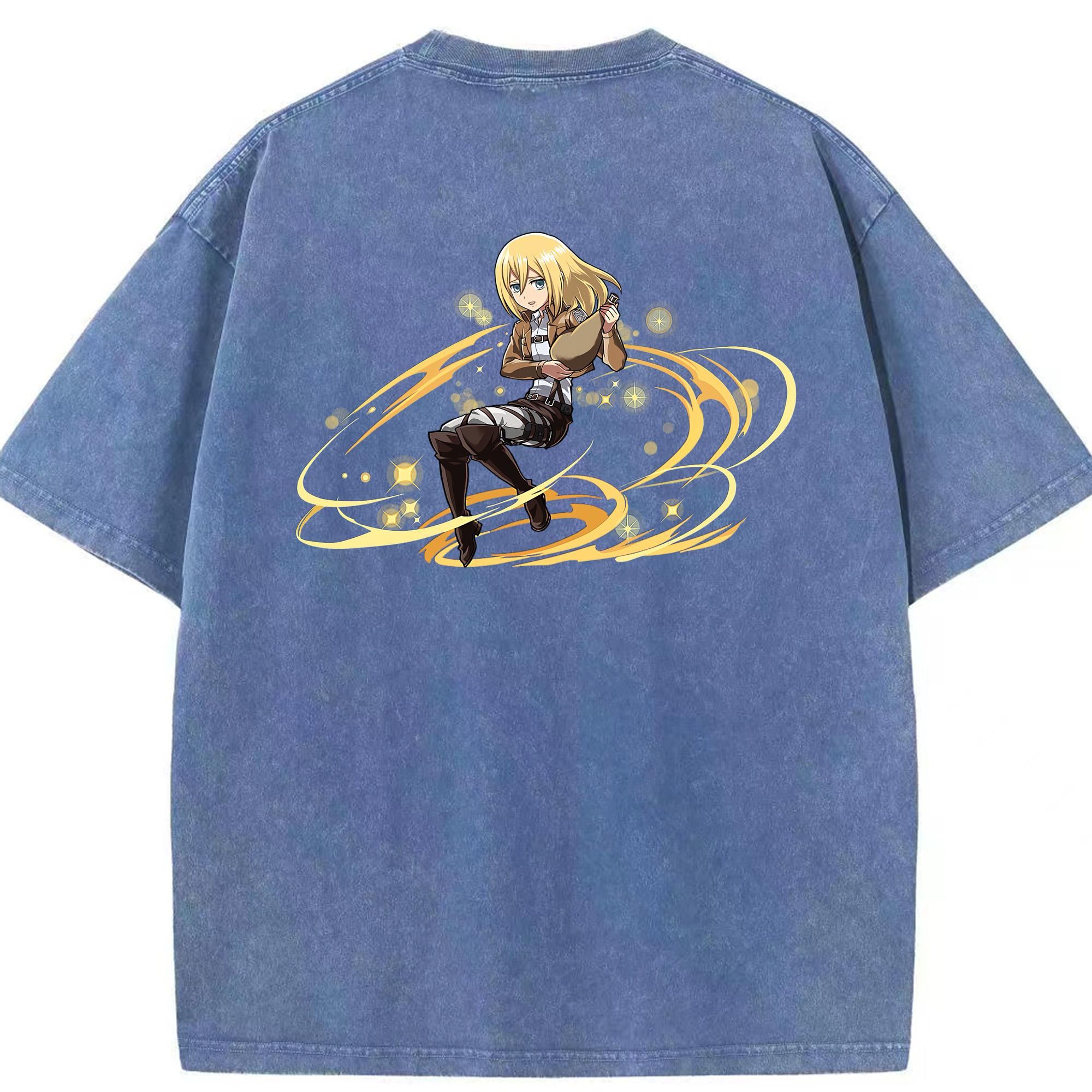 （画像用） 進撃の巨人 クリスタ·レンズ Attack on Titan Christa Lenz 綿100% ヴィンテージ風 半袖Tシャツ（背面プリント）