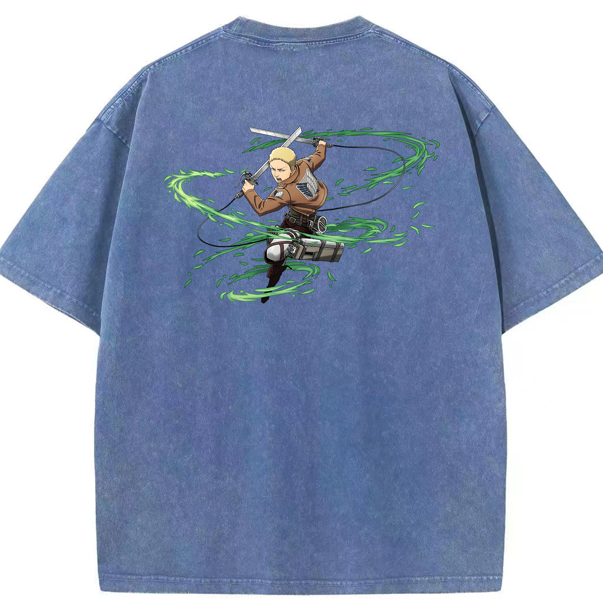 （画像用） 進撃の巨人 ライナー・ブラウン Attack on Titan Reiner Braun 綿100% ヴィンテージ風 半袖Tシャツ（背面プリント）