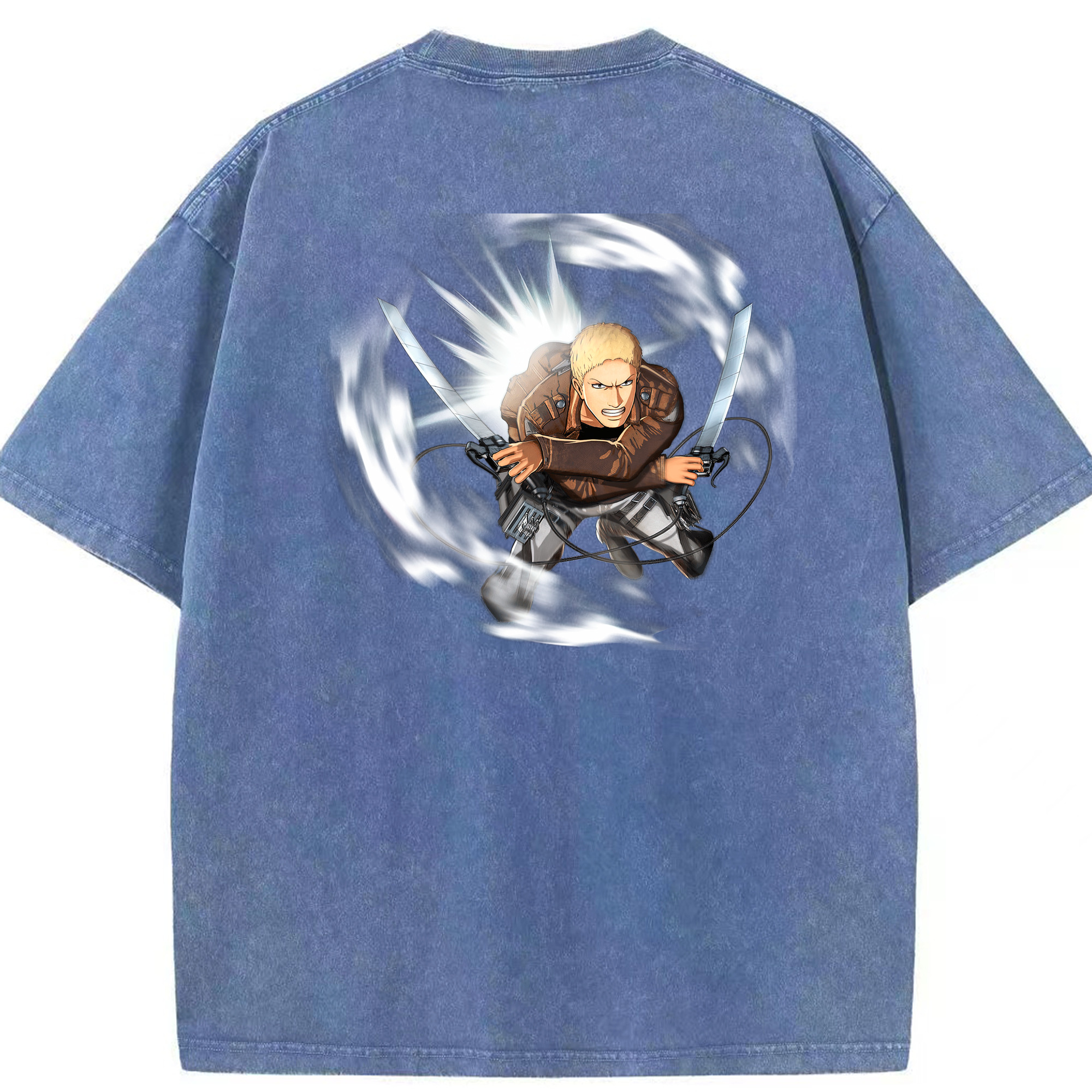 （画像用） 進撃の巨人 ライナー・ブラウン Attack on Titan Reiner Braun 綿100% ヴィンテージ風 半袖Tシャツ（背面プリント）