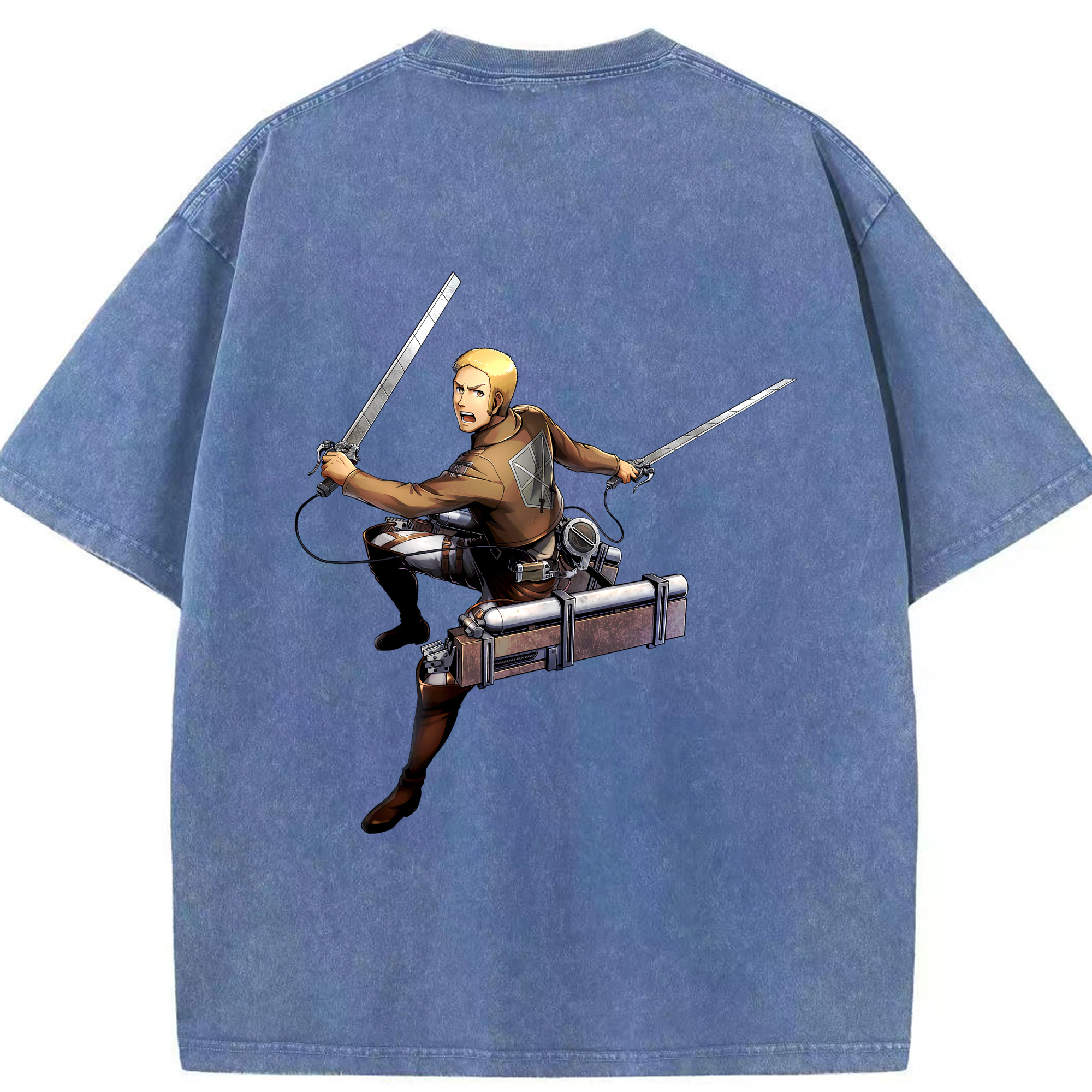 （画像用） 進撃の巨人 ライナー・ブラウン Attack on Titan Reiner Braun 綿100% ヴィンテージ風 半袖Tシャツ（背面プリント）