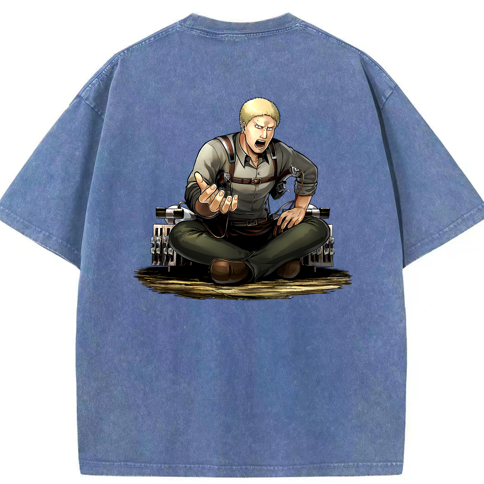 （画像用） 進撃の巨人 ライナー・ブラウン Attack on Titan Reiner Braun 綿100% ヴィンテージ風 半袖Tシャツ（背面プリント）