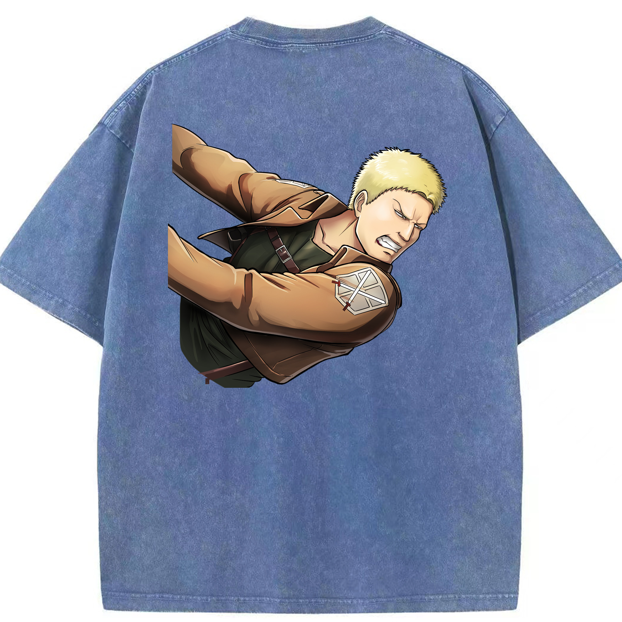（画像用） 進撃の巨人 ライナー・ブラウン Attack on Titan Reiner Braun 綿100% ヴィンテージ風 半袖Tシャツ（背面プリント）