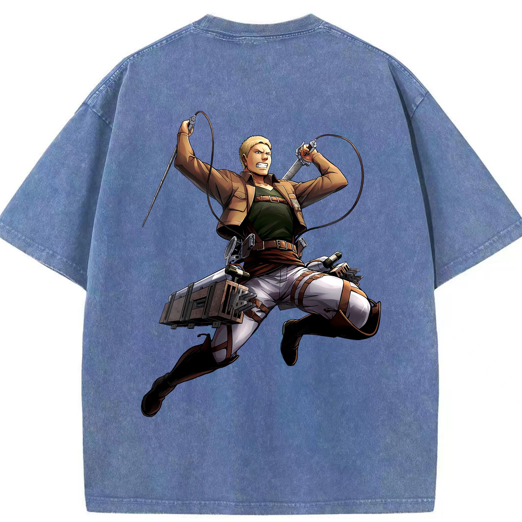 （画像用） 進撃の巨人 ライナー・ブラウン Attack on Titan Reiner Braun 綿100% ヴィンテージ風 半袖Tシャツ（背面プリント）
