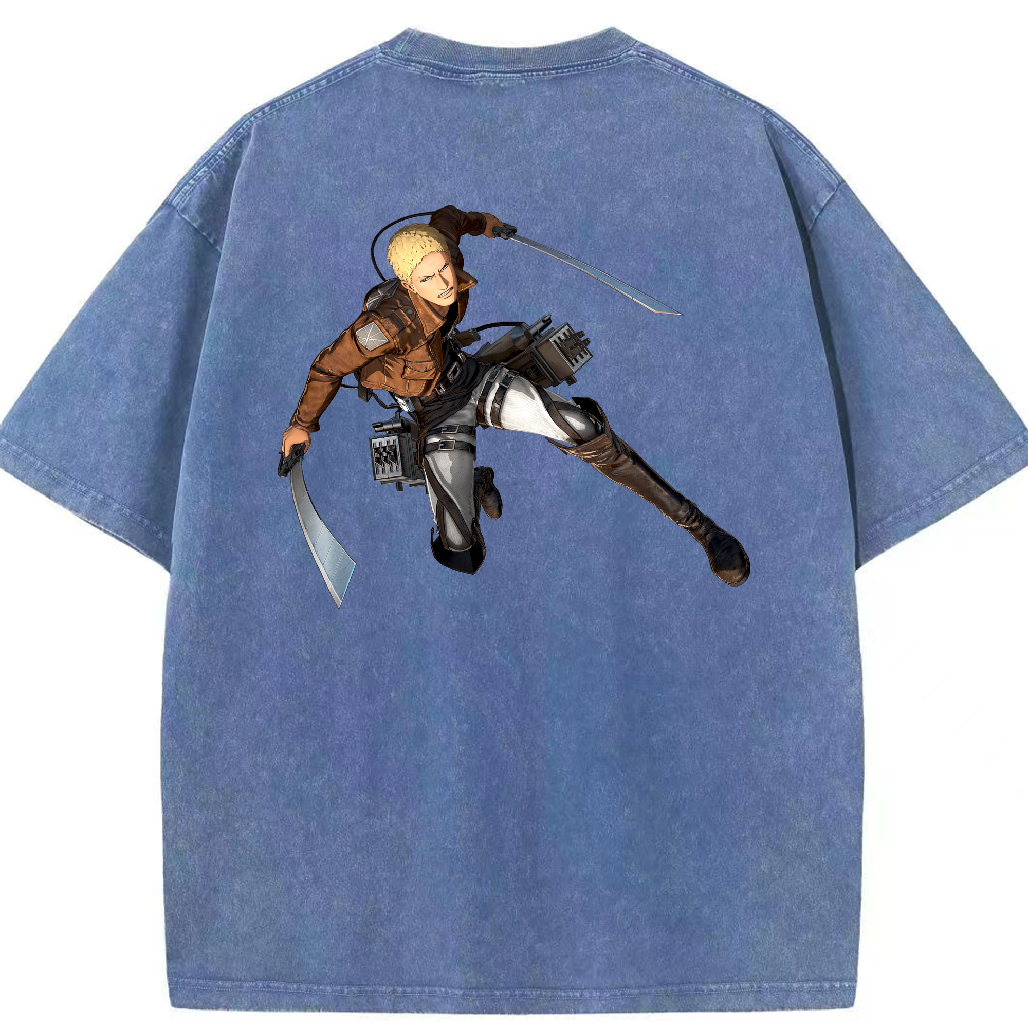 （画像用） 進撃の巨人 ライナー・ブラウン Attack on Titan Reiner Braun 綿100% ヴィンテージ風 半袖Tシャツ（背面プリント）