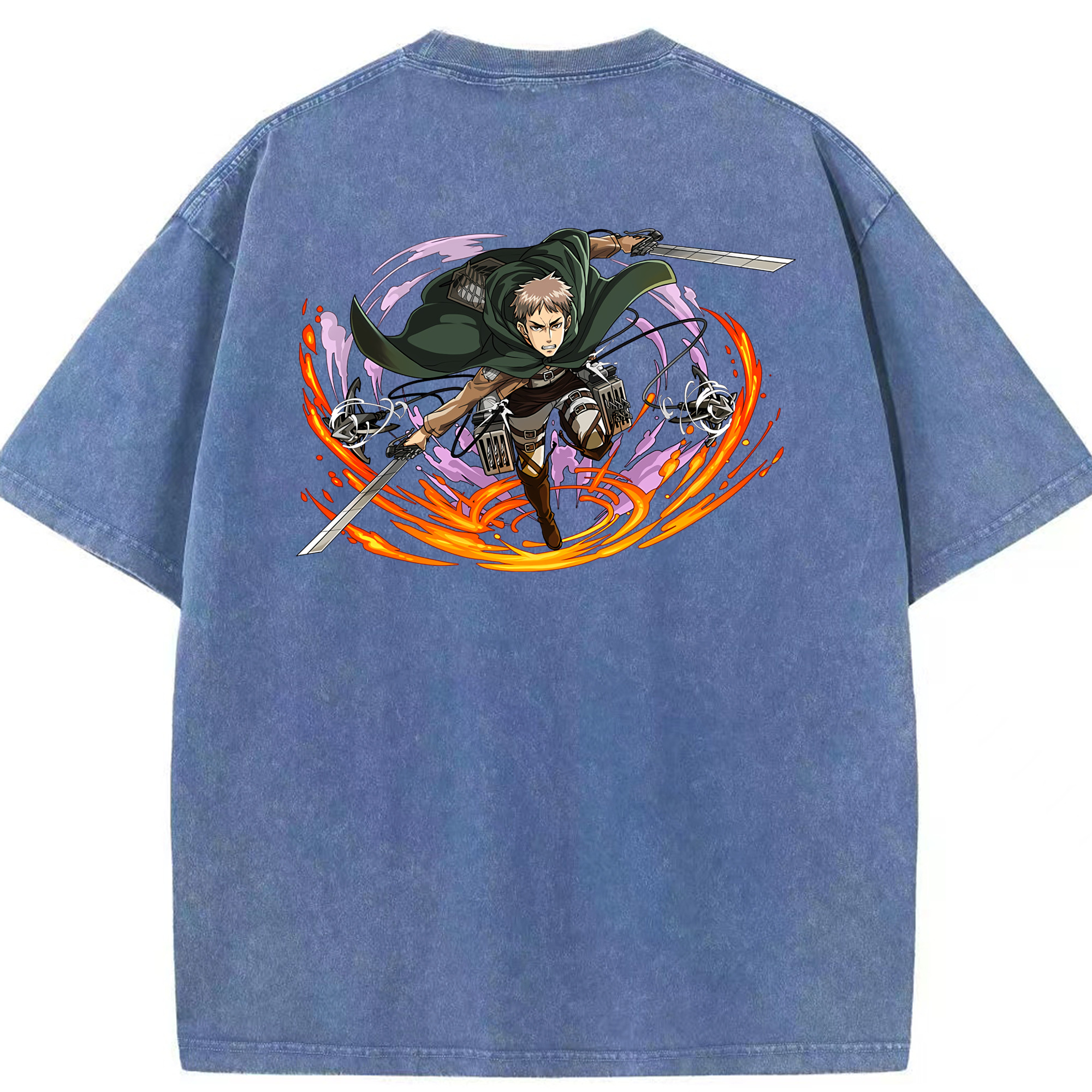（画像用） 進撃の巨人 ジャン・キルシュタイン Attack on Titan Jean Kirstein 綿100% ヴィンテージ風 半袖Tシャツ（背面プリント）