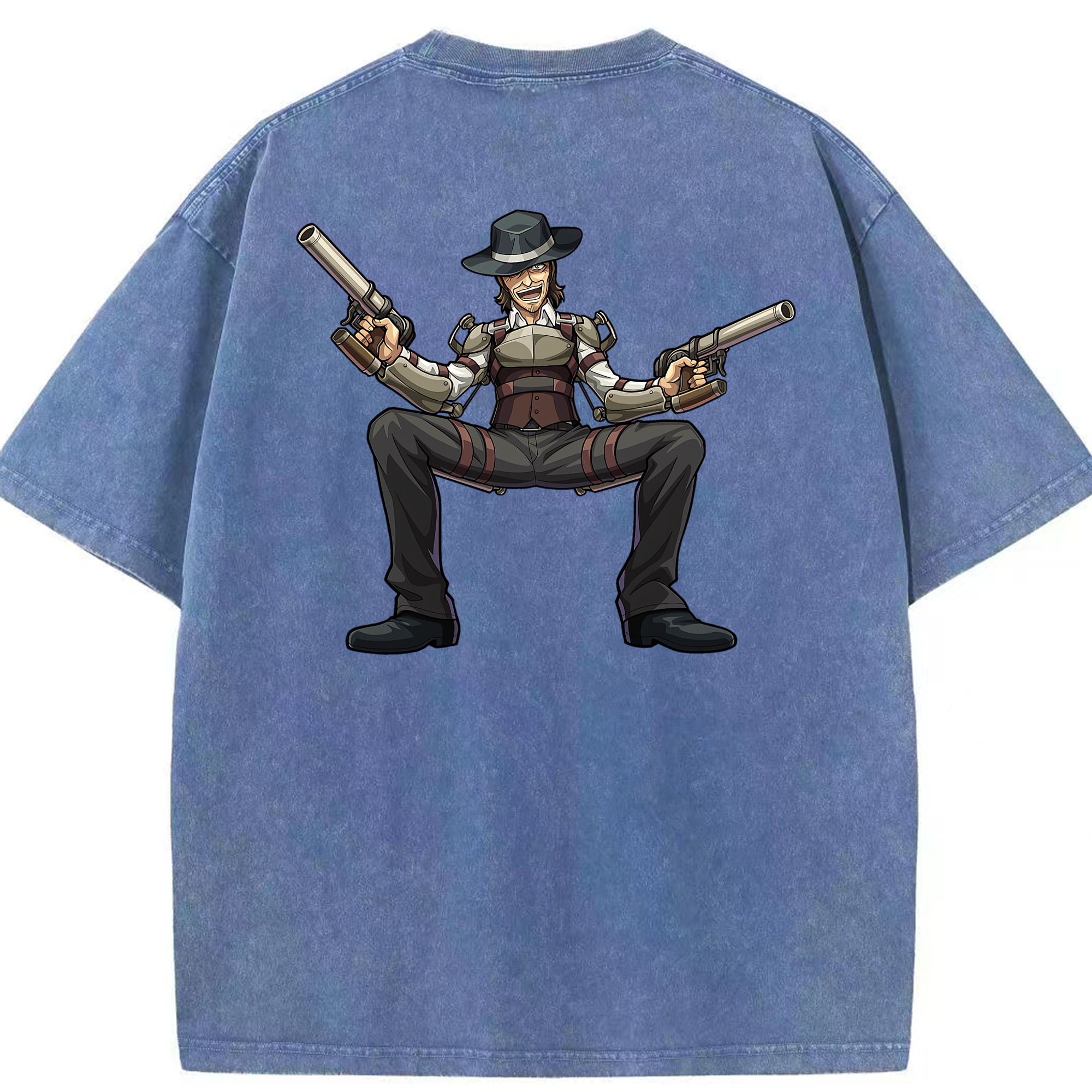 （画像用） 進撃の巨人 ケニー·アッカーマン Attack on Titan Kenny Ackerman 綿100% ヴィンテージ風 半袖Tシャツ（背面プリント）