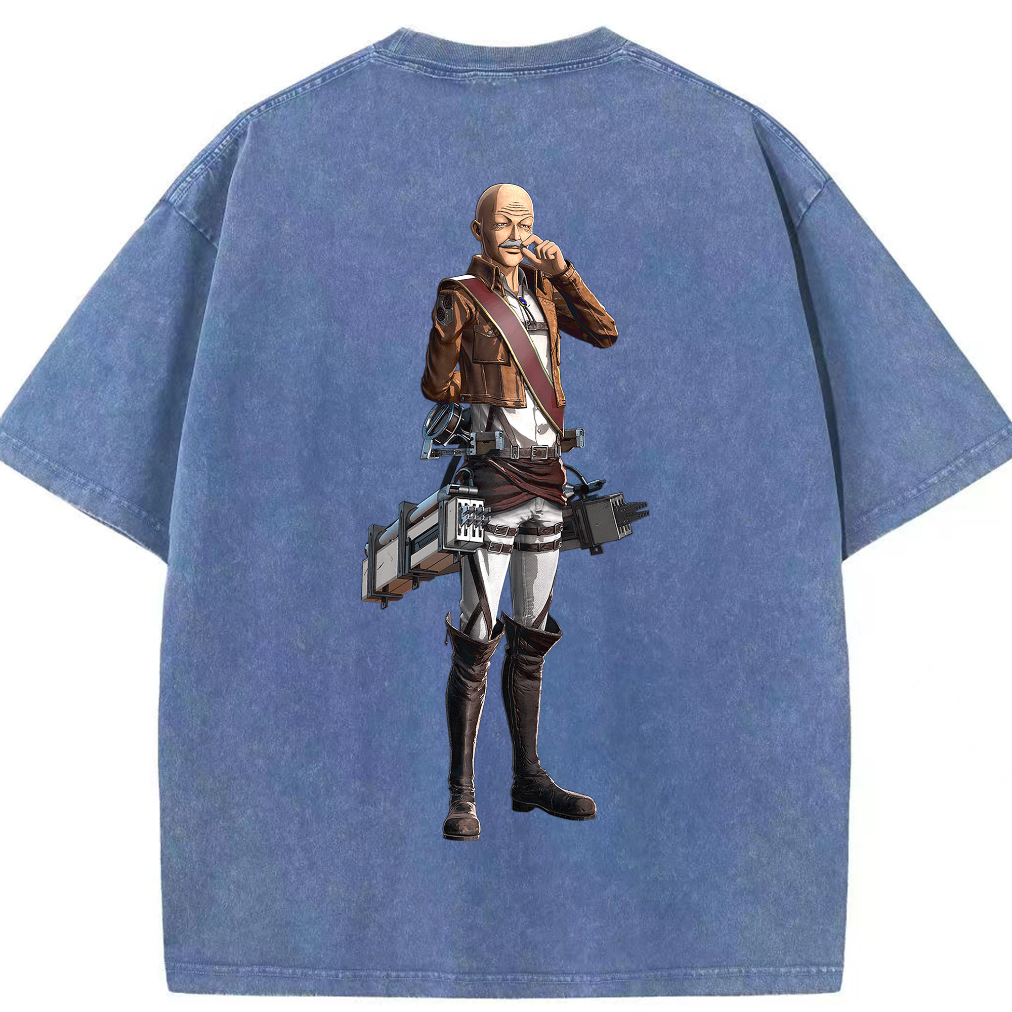 （画像用） 進撃の巨人 ドット·ピクシス Attack on Titan Dot Pixis 綿100% ヴィンテージ風 半袖Tシャツ（背面プリント）