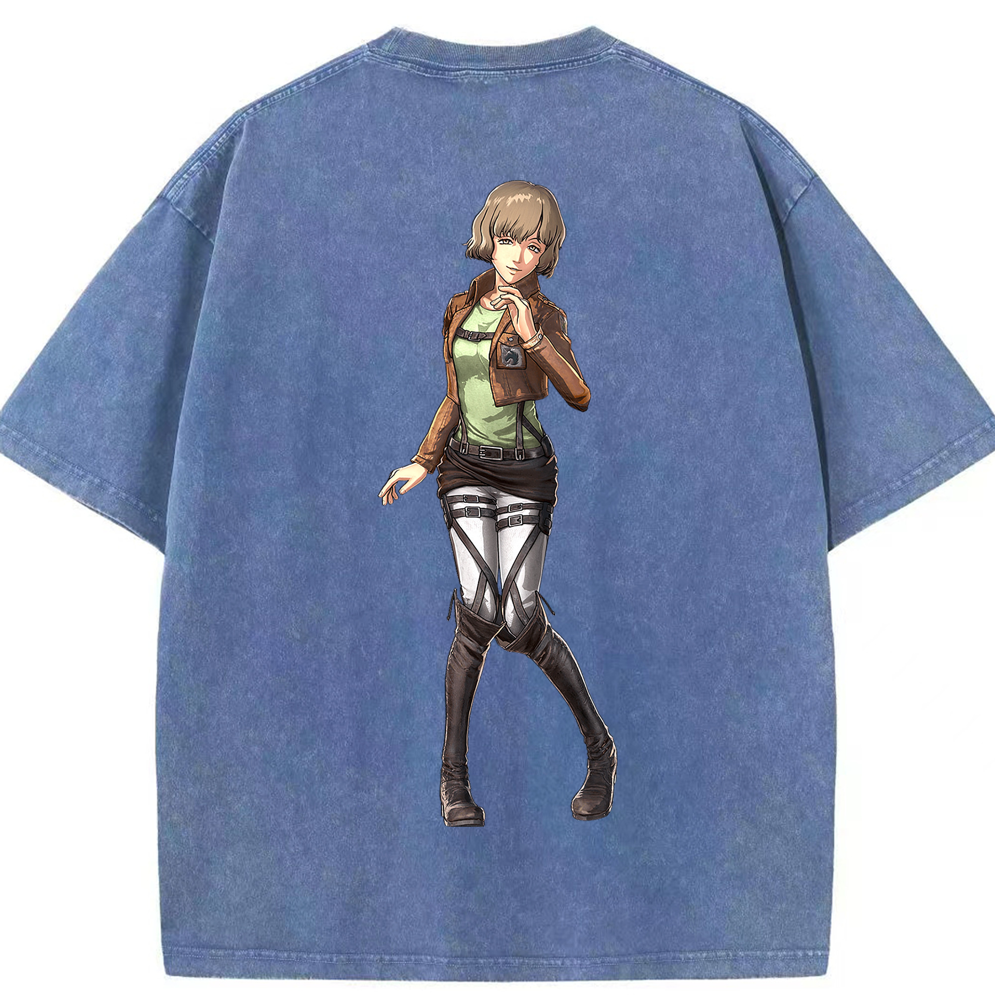 （画像用） 進撃の巨人 ヒツチ Attack on Titan Hitch 綿100% ヴィンテージ風 半袖Tシャツ（背面プリント）
