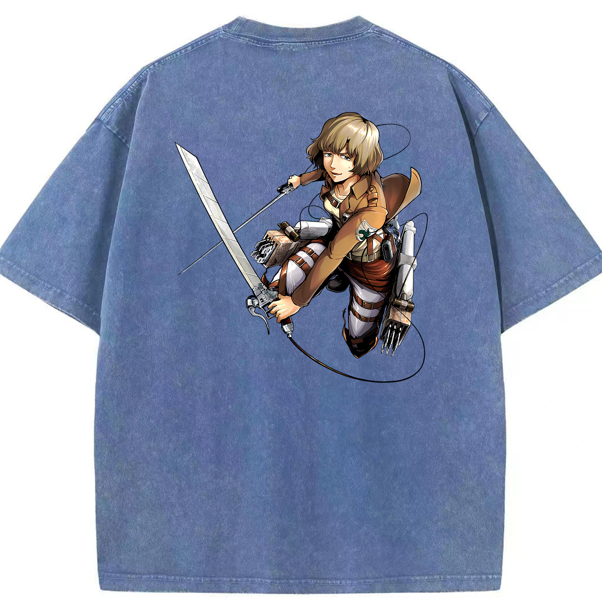 （画像用） 進撃の巨人 ヒツチ Attack on Titan Hitch 綿100% ヴィンテージ風 半袖Tシャツ（背面プリント）