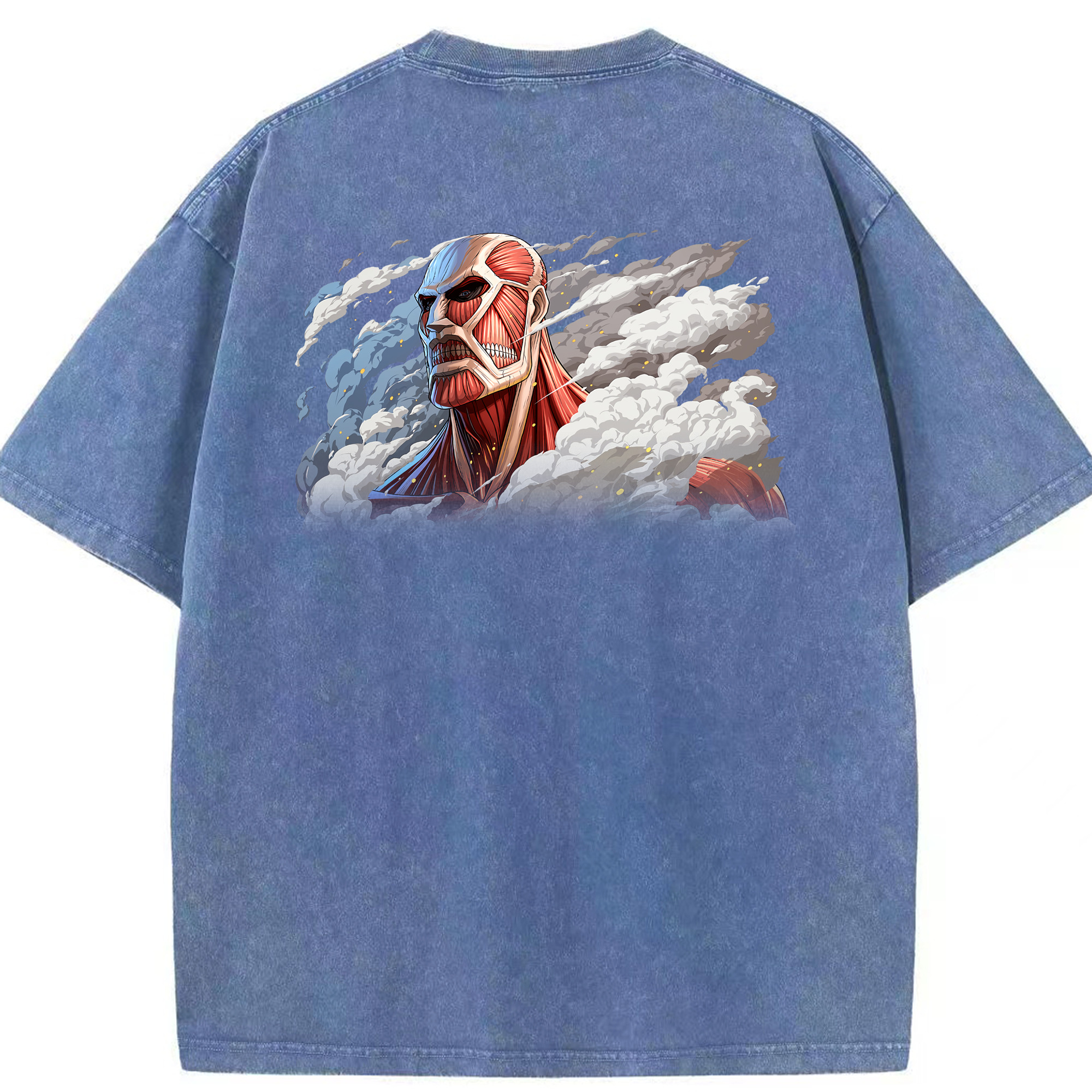 （画像用） 進撃の巨人 Attack on Titan 綿100% ヴィンテージ風 半袖Tシャツ（背面プリント）