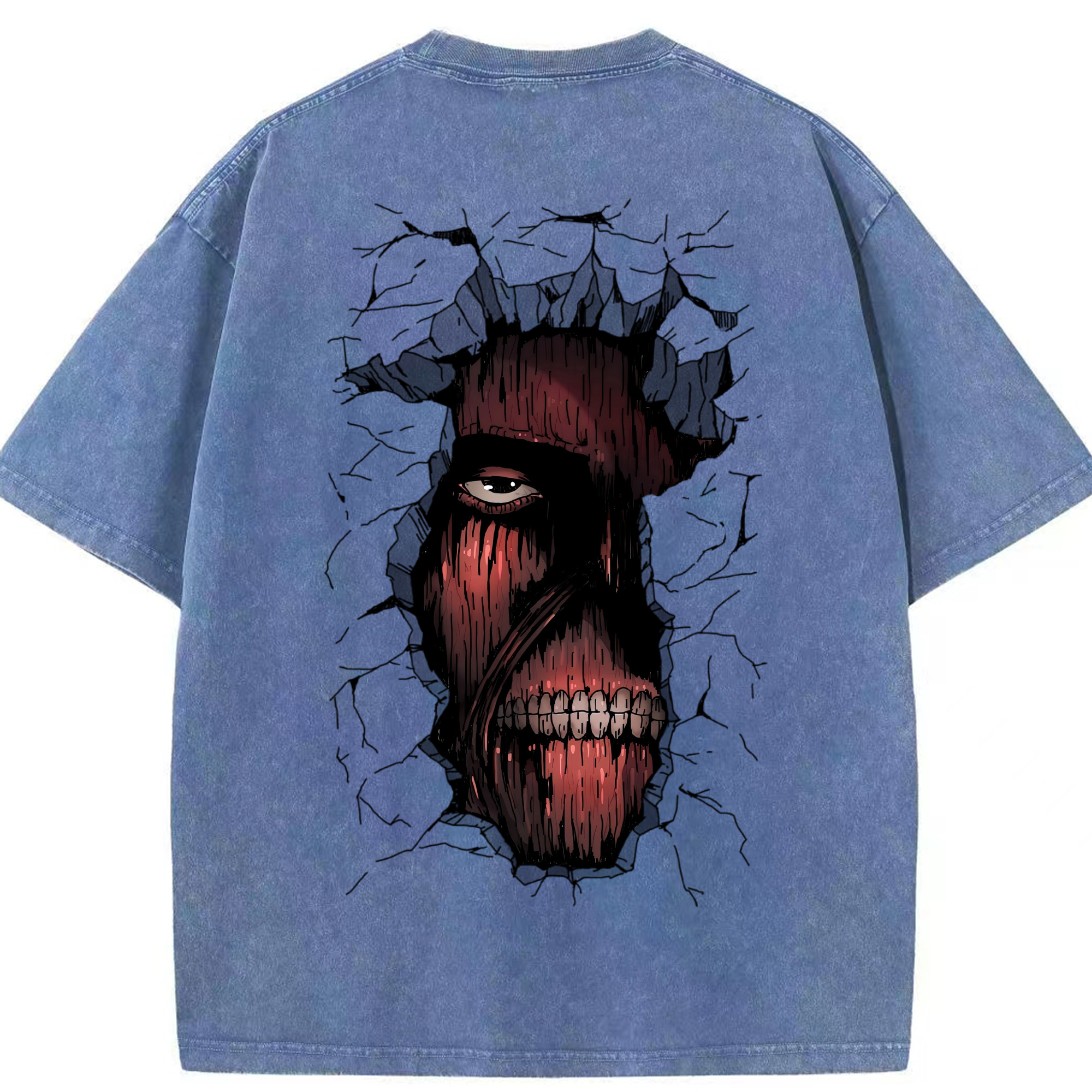 （画像用） 進撃の巨人 Attack on Titan 綿100% ヴィンテージ風 半袖Tシャツ（背面プリント）