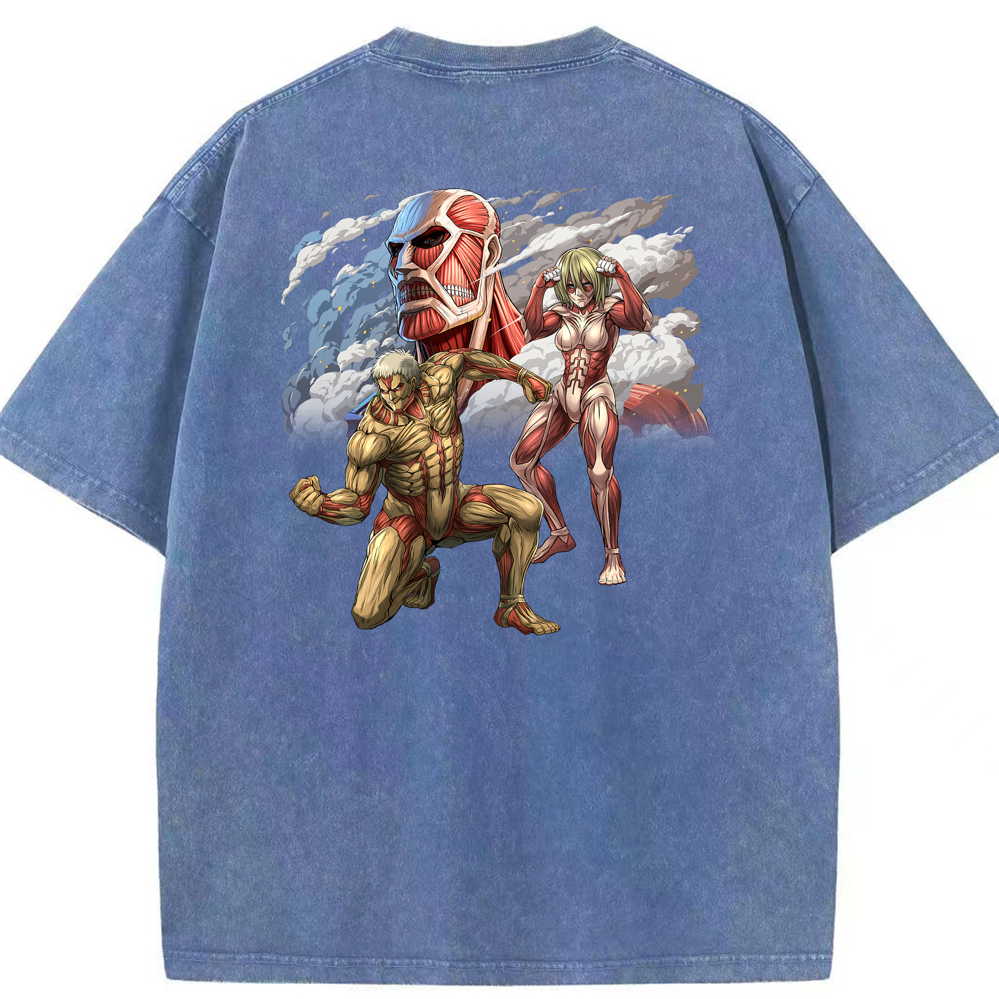 （画像用） 進撃の巨人 Attack on Titan 綿100% ヴィンテージ風 半袖Tシャツ（背面プリント）