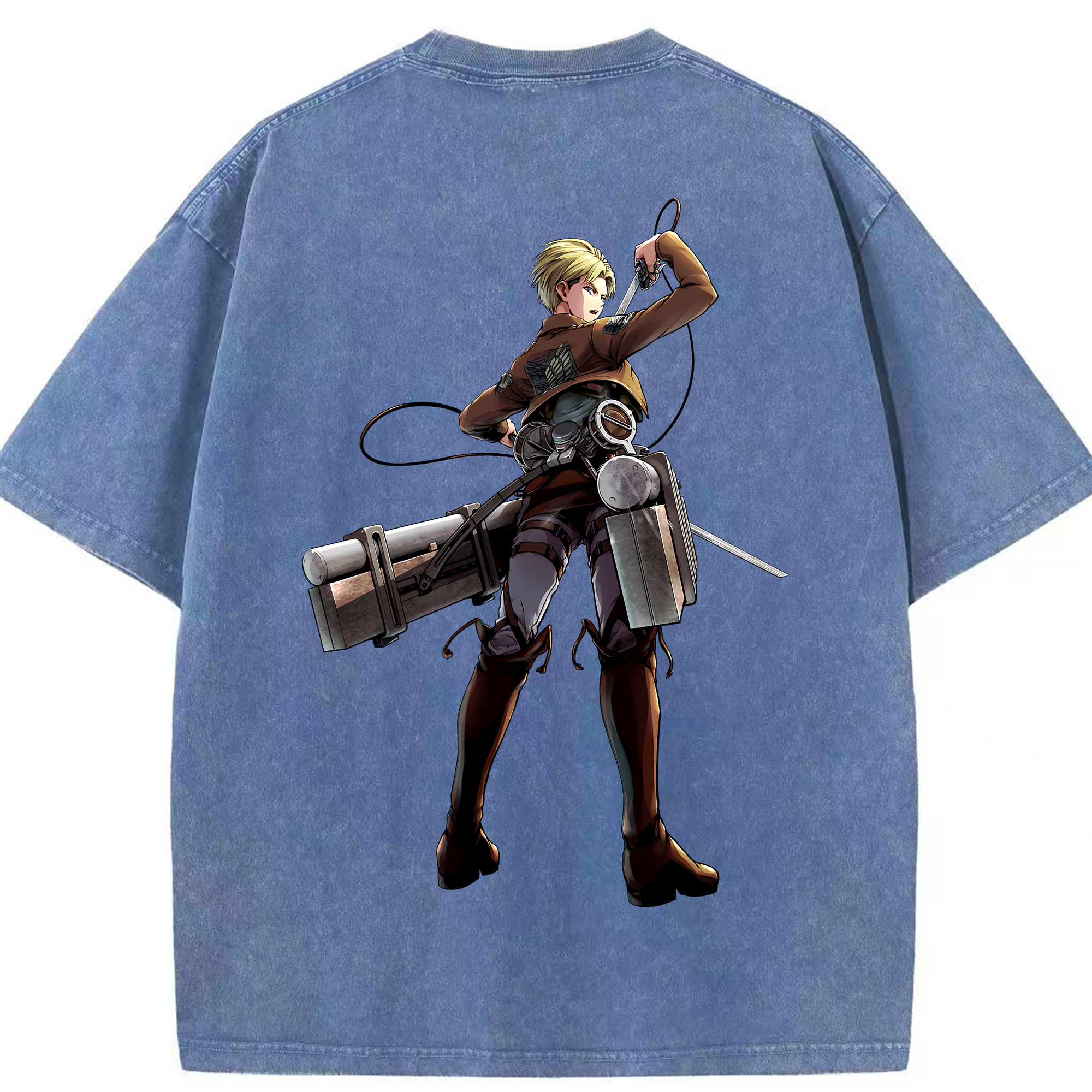 （画像用） 進撃の巨人 Attack on Titan 綿100% ヴィンテージ風 半袖Tシャツ（背面プリント）