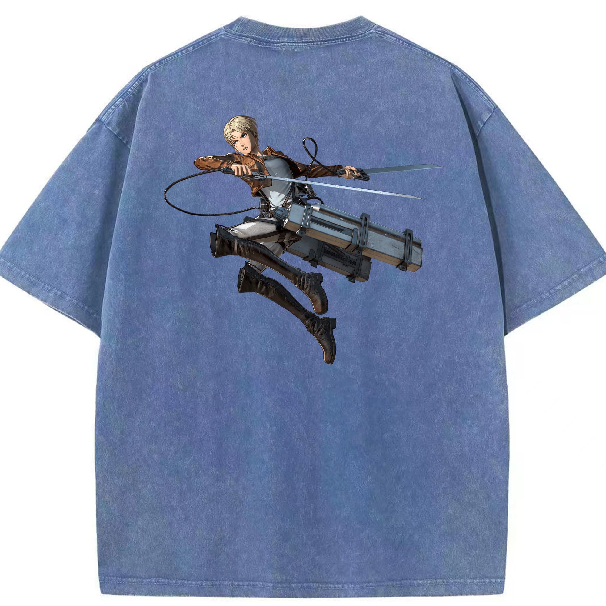 （画像用） 進撃の巨人 Attack on Titan 綿100% ヴィンテージ風 半袖Tシャツ（背面プリント）