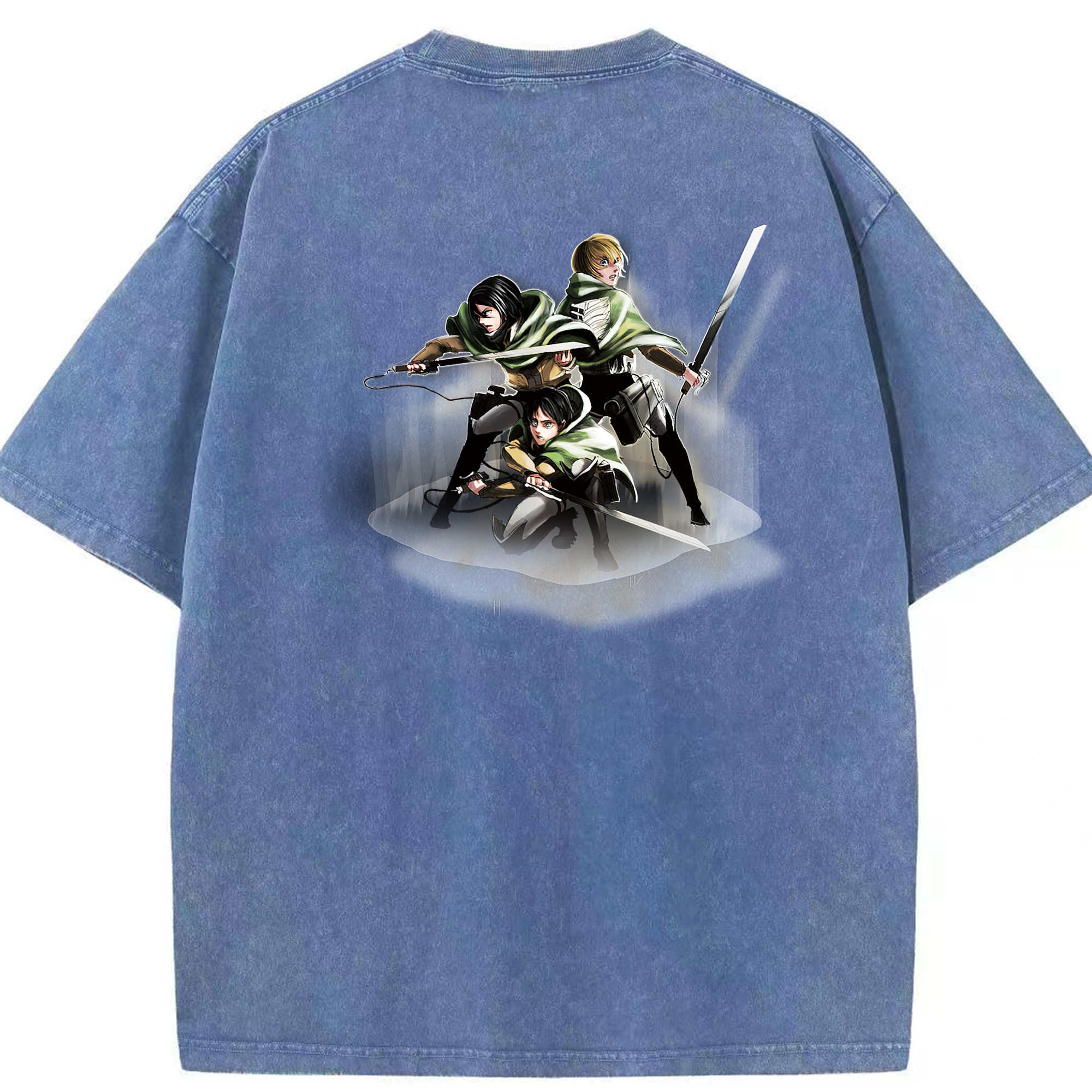 （画像用） 進撃の巨人 Attack on Titan 綿100% ヴィンテージ風 半袖Tシャツ（背面プリント）